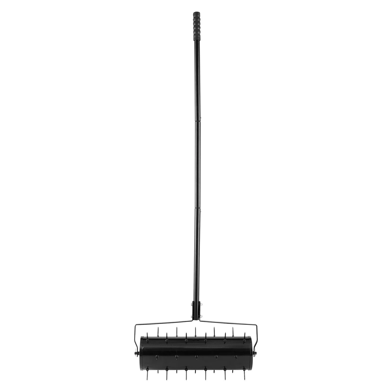 Rolling Lawn Aerator, 525mm Heavy-Duty Manual Rolling Aerator Lawn with Detachable Handle and 33 Iron Spikes, Rolling Lawn Aeration Tool for Garden Patio Yard Compacted Soils and Lawns, Black