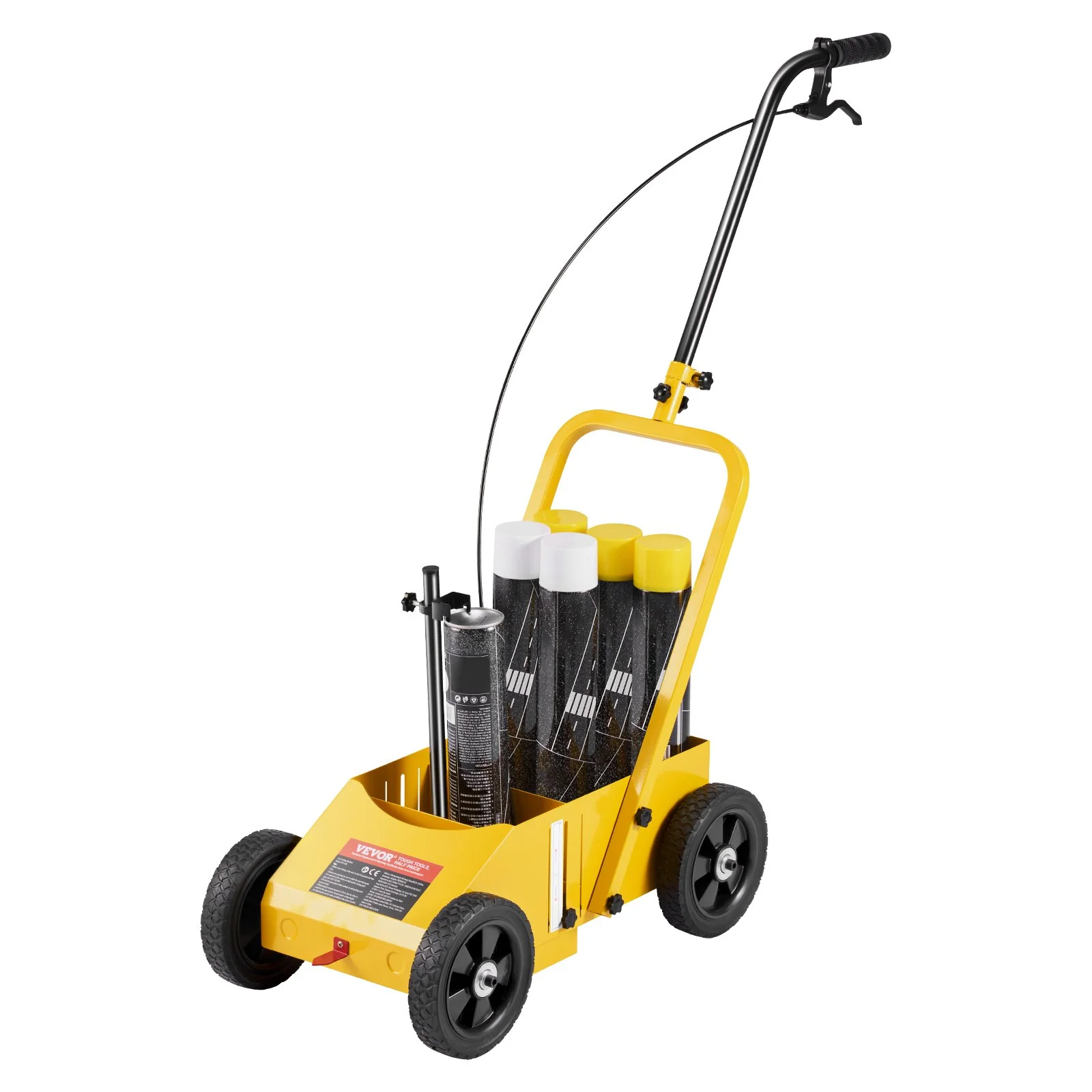 VEVOR Striping Line Marking Machine, 610 x 330 x 900 mm, 4-Wheel, Heavy Duty Striping Line Machine with 56-102 mm Adjustable Width, Make Clear Edge Line for Roads, Parking Lots, Sports Field, Yellow