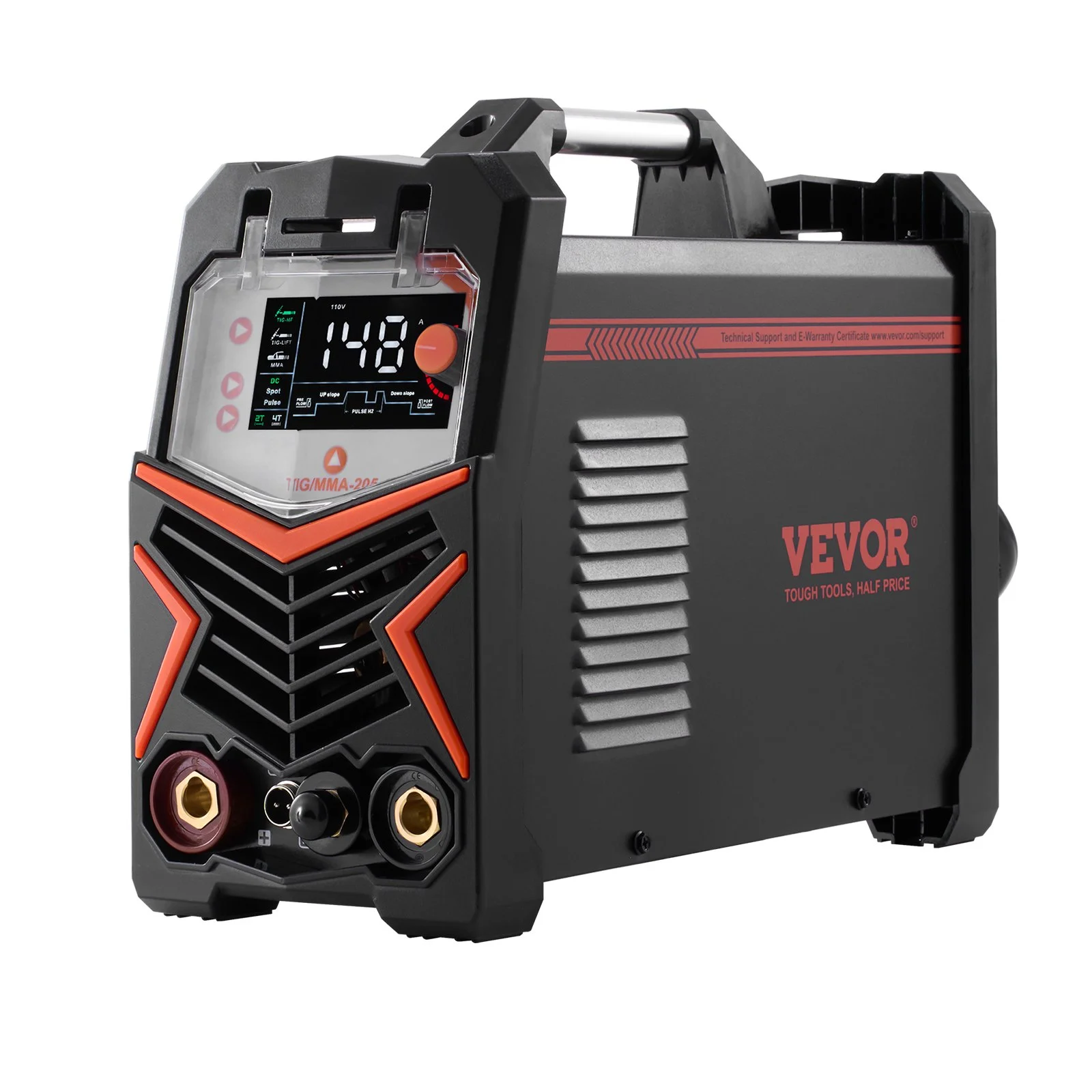 VEVOR TIG Welder, 205A 3-In-1 Welding Machine (Large LED Display)- DC TIG/DC Pulse TIG/MMA(Stick), Electric Welder with IGBT Inverter High-Frequency Start