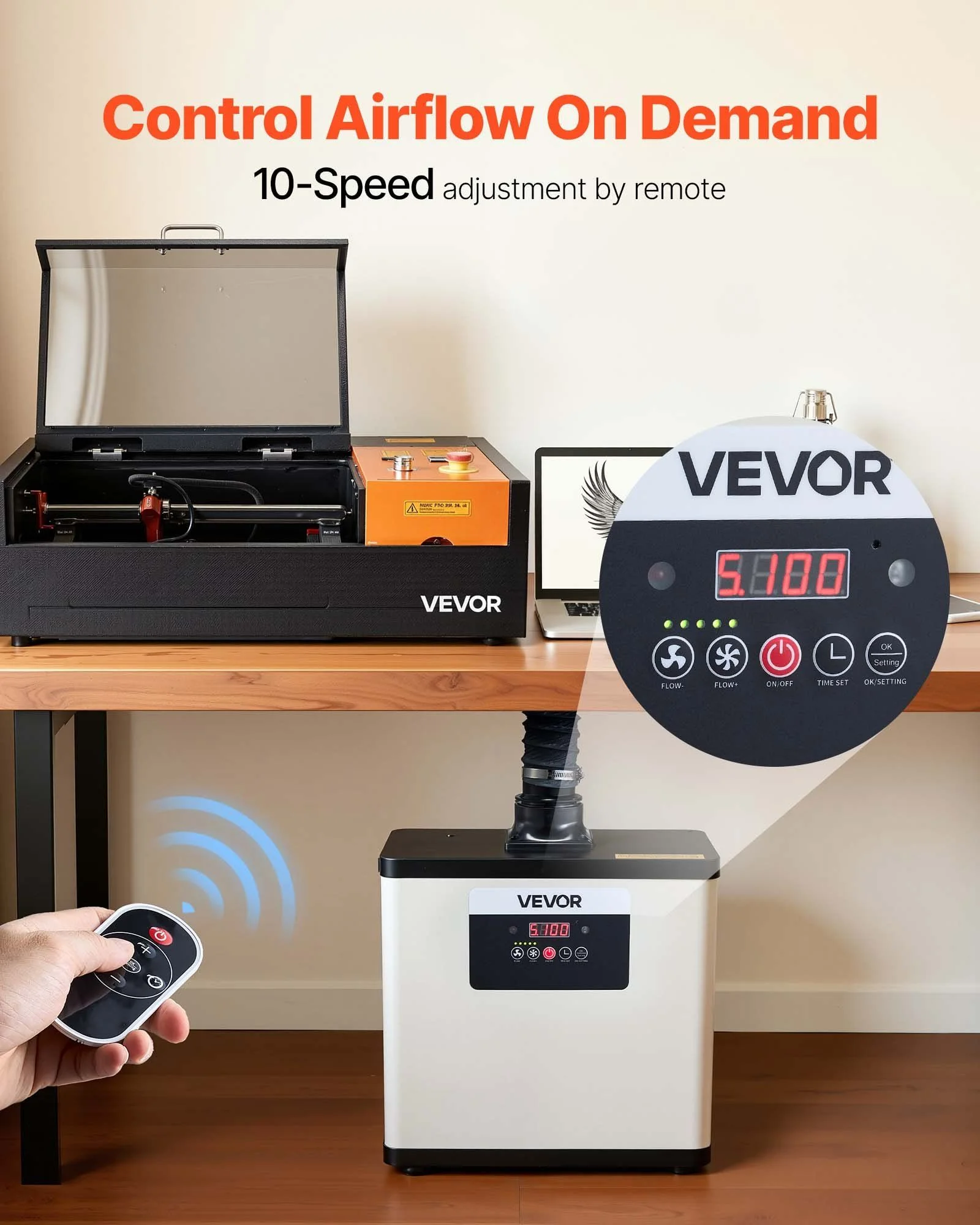 Solder Fume Extractor, Upgraded 4-Stage Filtration Soldering Smoke Absorber with 510 m³/h Strong Suction, 10-Speed & Remote Control Brushless Smoke Ex thumbnail 4