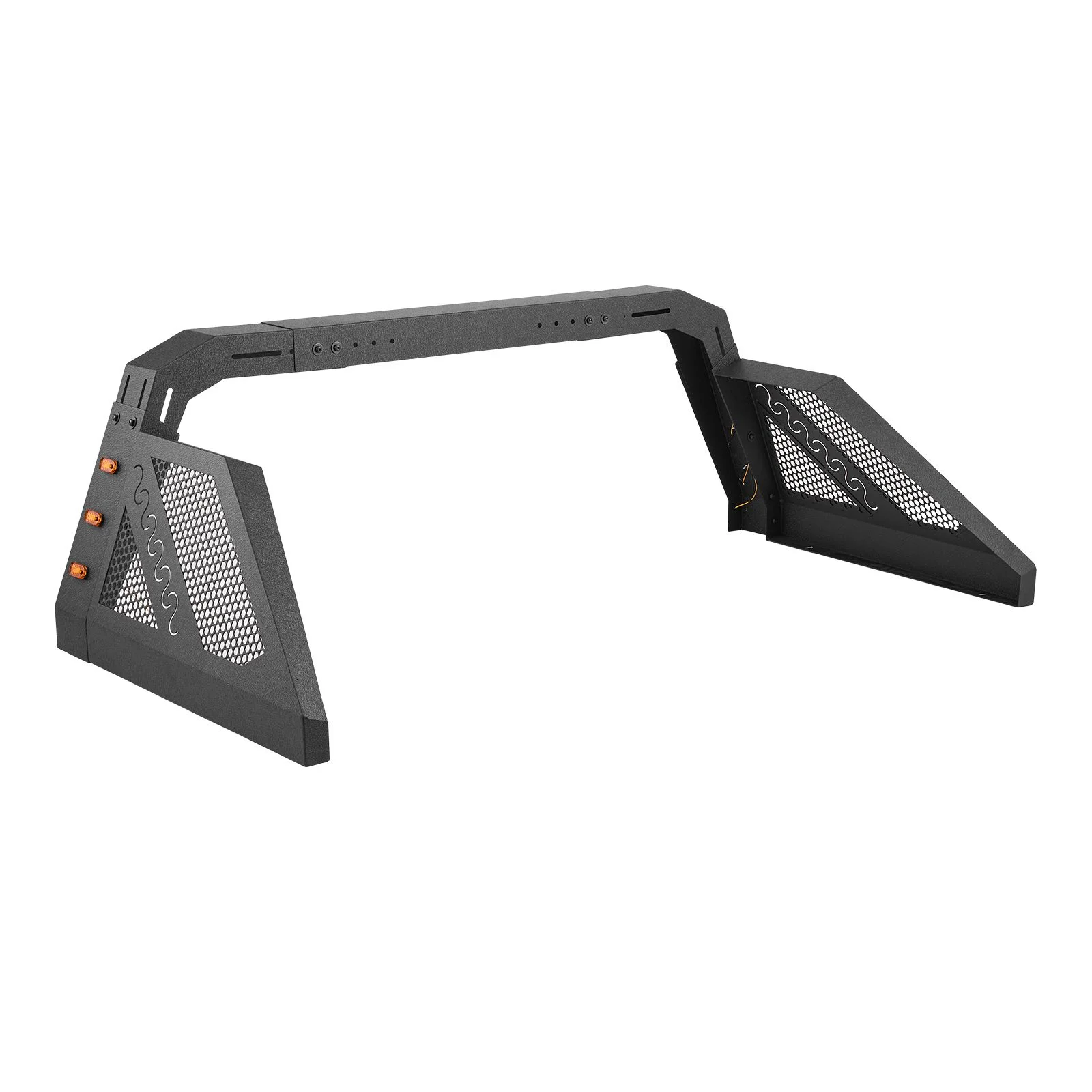 Truck Bed Roll Bar, Universal Pickup Sport Adjustable Bar Chase Rack Compatible with Full-Size Truck, Carbon Steel Construction with 6 Amber Auxiliary Lights, No Rack Included
