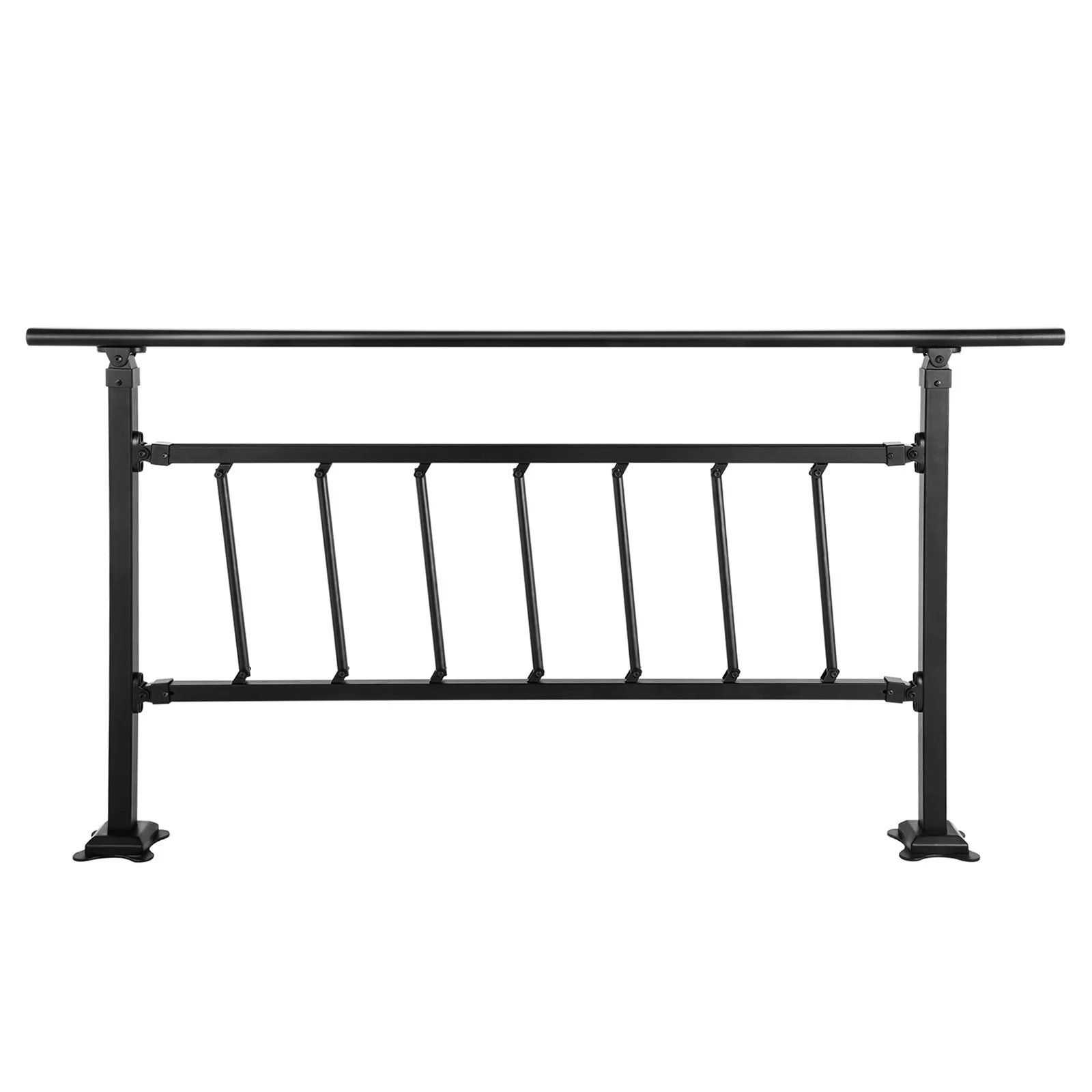 Iron Handrail Stair Railing Hand Rail Kit 1-4 Steps Outdoor Black w/ Bars