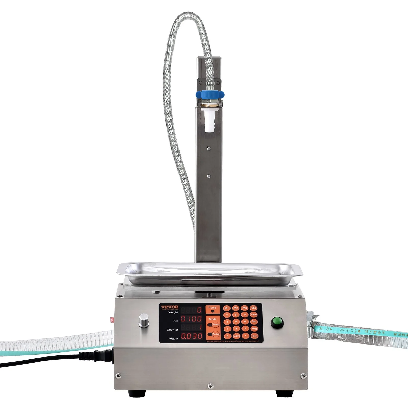 VEVOR Liquid Filling Machine, 30-15000 g Weighing Capacity, Automatic Bottle Filler Machine Bottling Machine Digital Control for Milk, Water, Oil, Wine, Beverage, Detergent, Shampoo (Single Nozzle)