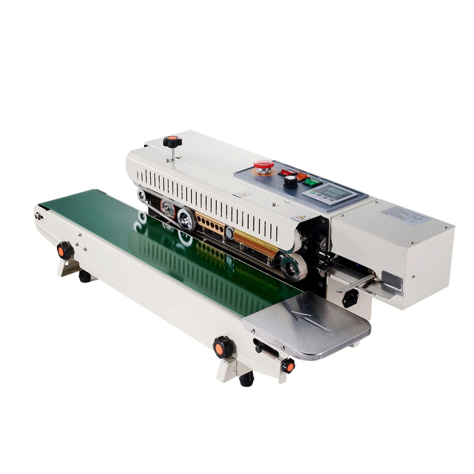 VEVOR Continuous Bag Band Sealing Machine, 6-12 mm Seal Width, Horizontal Band Sealer Machine with Digital Temperature Control, Bag Sealer for 0.02-0.8 mm Plastic Bags Films with Inflation Function