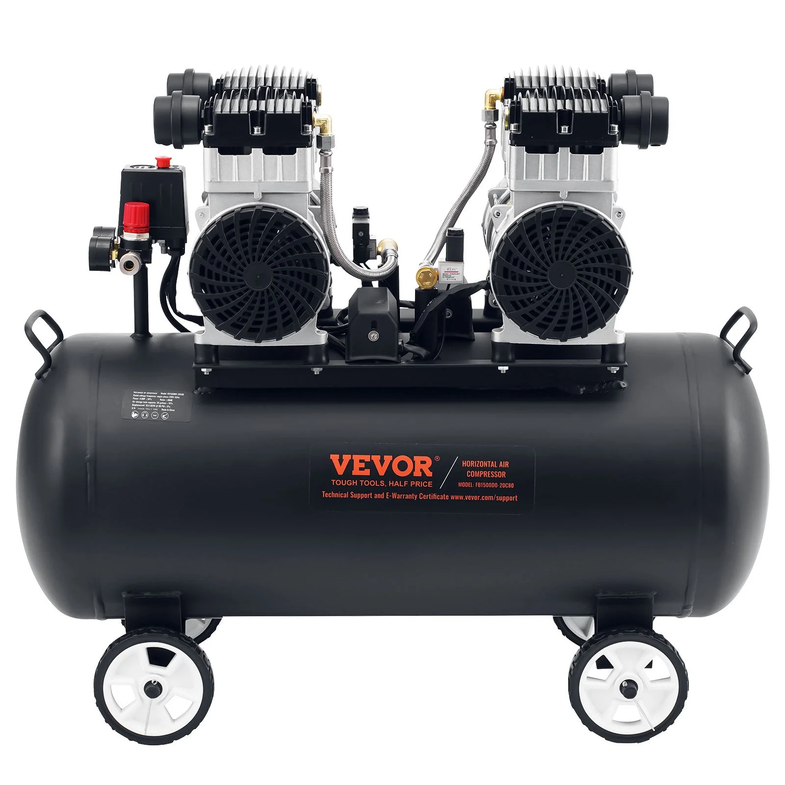 VEVOR Air Compressor Compact Portable Oil Free Compressor 75L 90 PSI