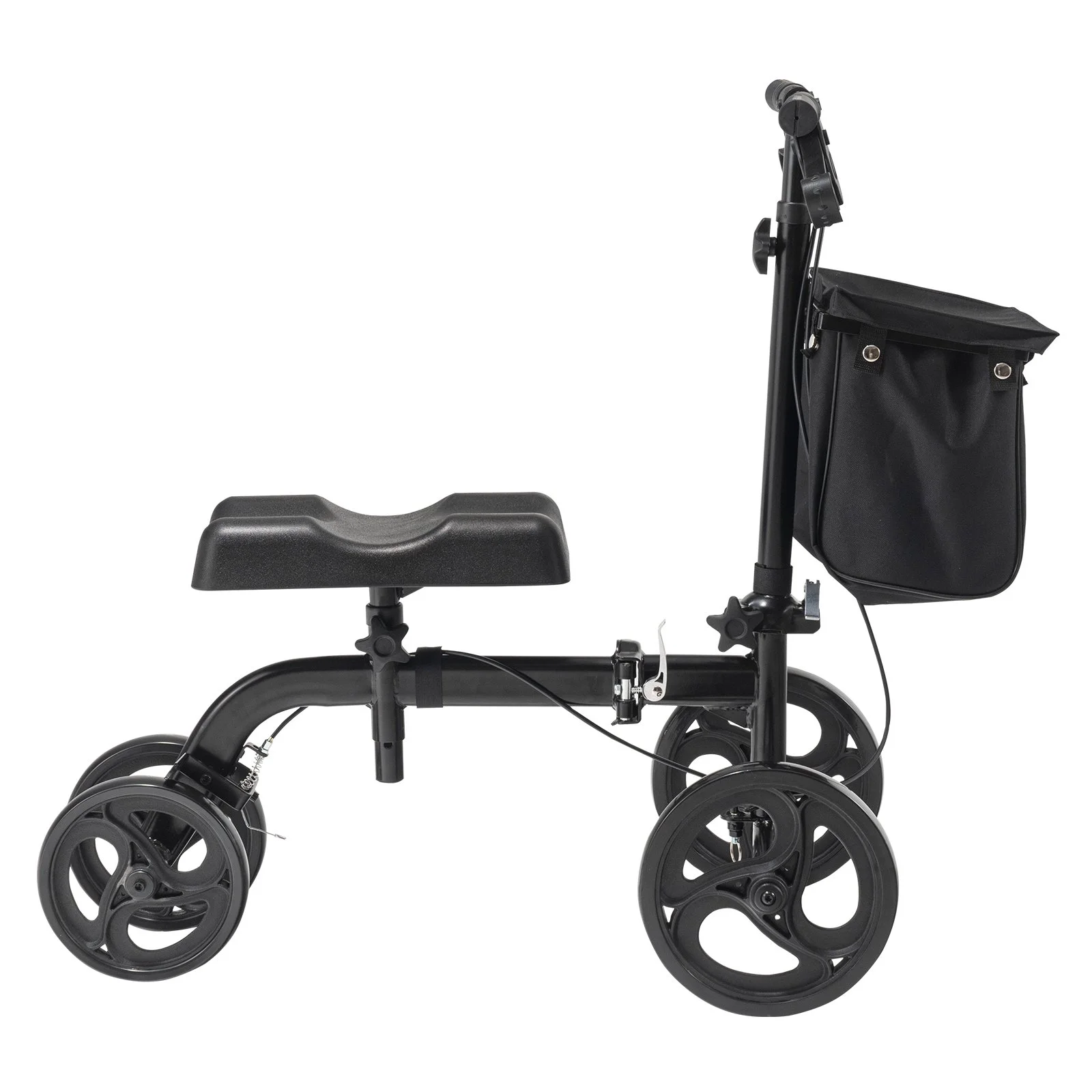 VEVOR Folding Knee Scooter, Carbon Steel Steerable Knee Walker with Height-Adjustable Handlebar & Knee Pad, All-Terrain Solid Wheels, Dual Brakes, Leg Recovery Scooter for Broken Ankle Foot Injuries