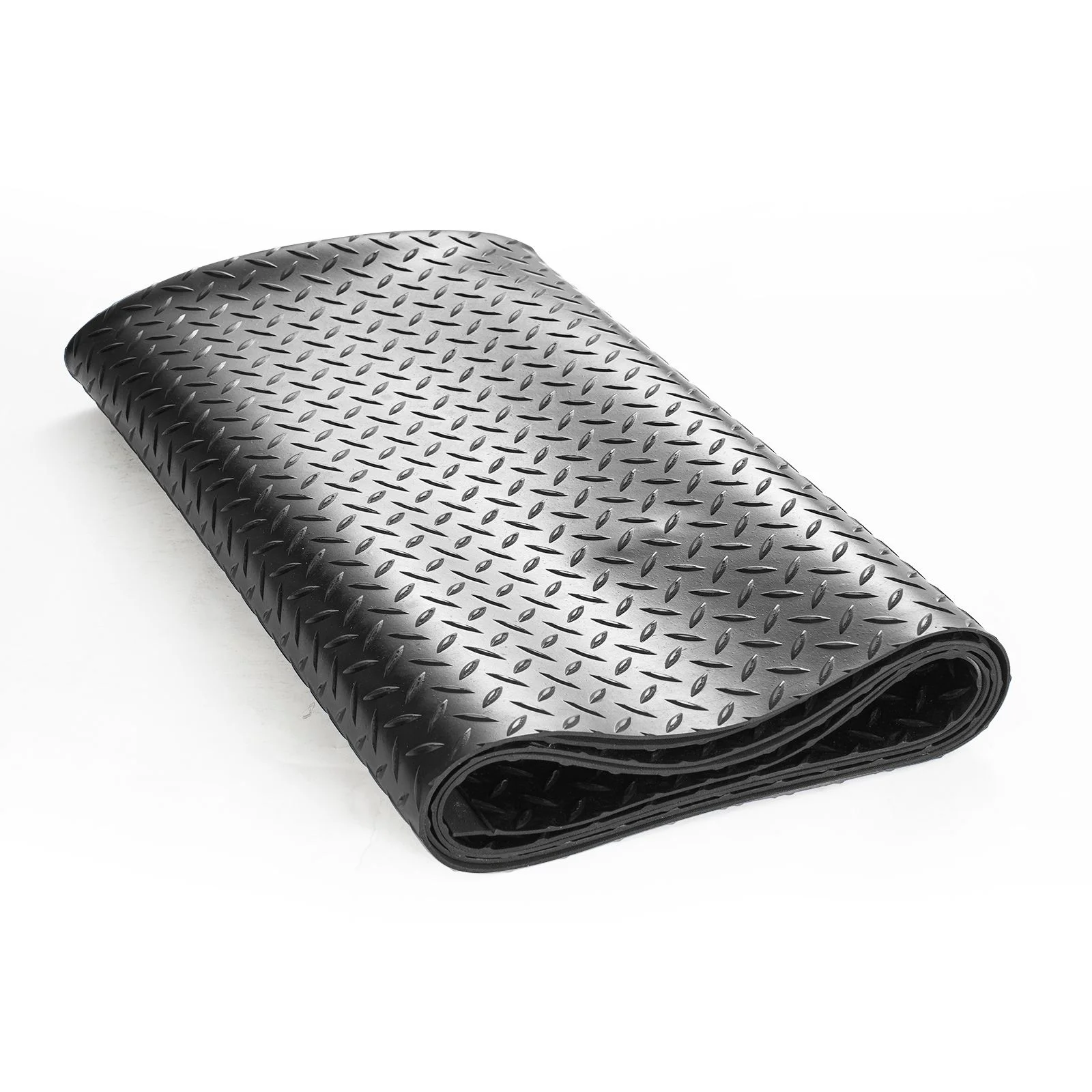 Diamond-Plate Rubber Flooring Roll, 3 mm x 4 ft x 10 ft Garage Floor Mat, SBR Rubber Garage Flooring Roll, Easy to Clean, Diamond Plate Rubber Mat for Under Cars, Garage Industry Gym, Black