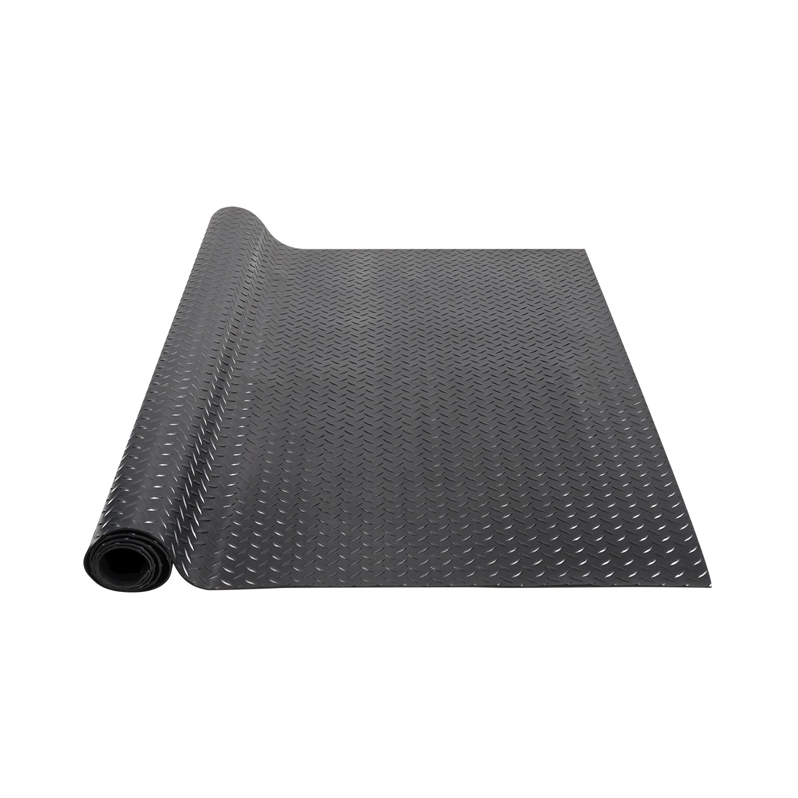 VEVOR Diamond-Plate Rubber Flooring Roll, 3 mm x 4 ft x 15 ft Garage Floor Mat, SBR Rubber Garage Flooring Roll, Easy to Clean, Diamond Plate Rubber Mat for Under Cars, Garage Industry Gym, Black