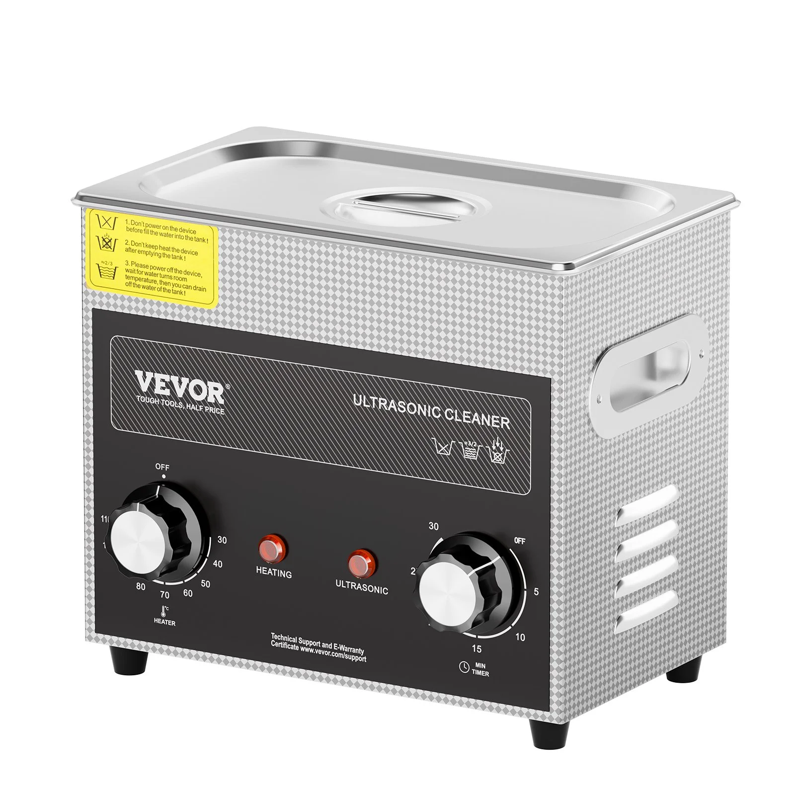 VEVOR 3L Ultrasonic Cleaner with Heater Timer & Basket, Professional Digital Sonic Cavitation Machine, 120W Cleaning Machine for Watch Instruments, Glasses, Coin, Metal Parts, Tool