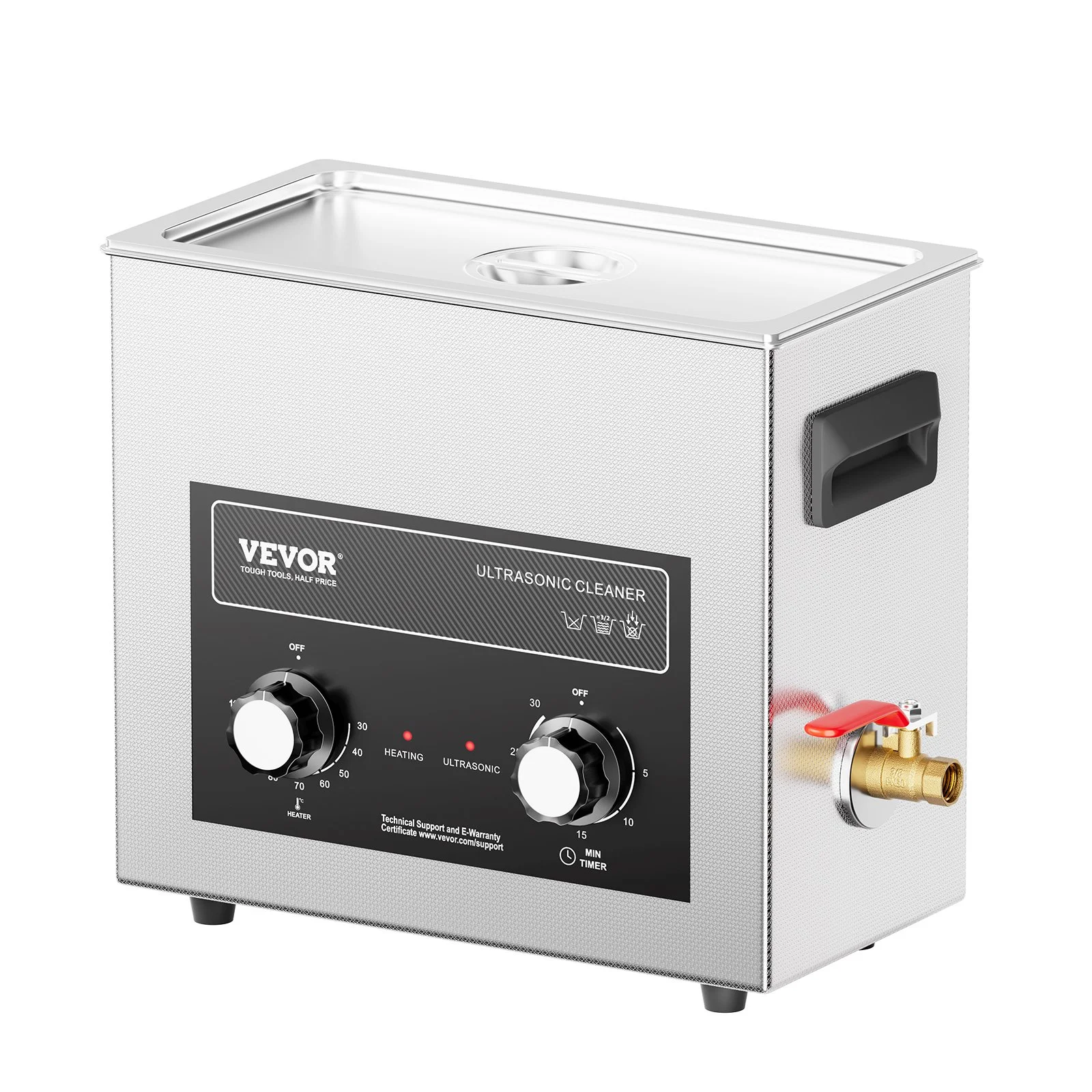 6L Ultrasonic Cleaner with Heater Timer & Basket, Professional Digital Sonic Cavitation Machine, 180W Cleaning Machine for Watch Instruments, Glasses, Coin, Metal Parts, Tool