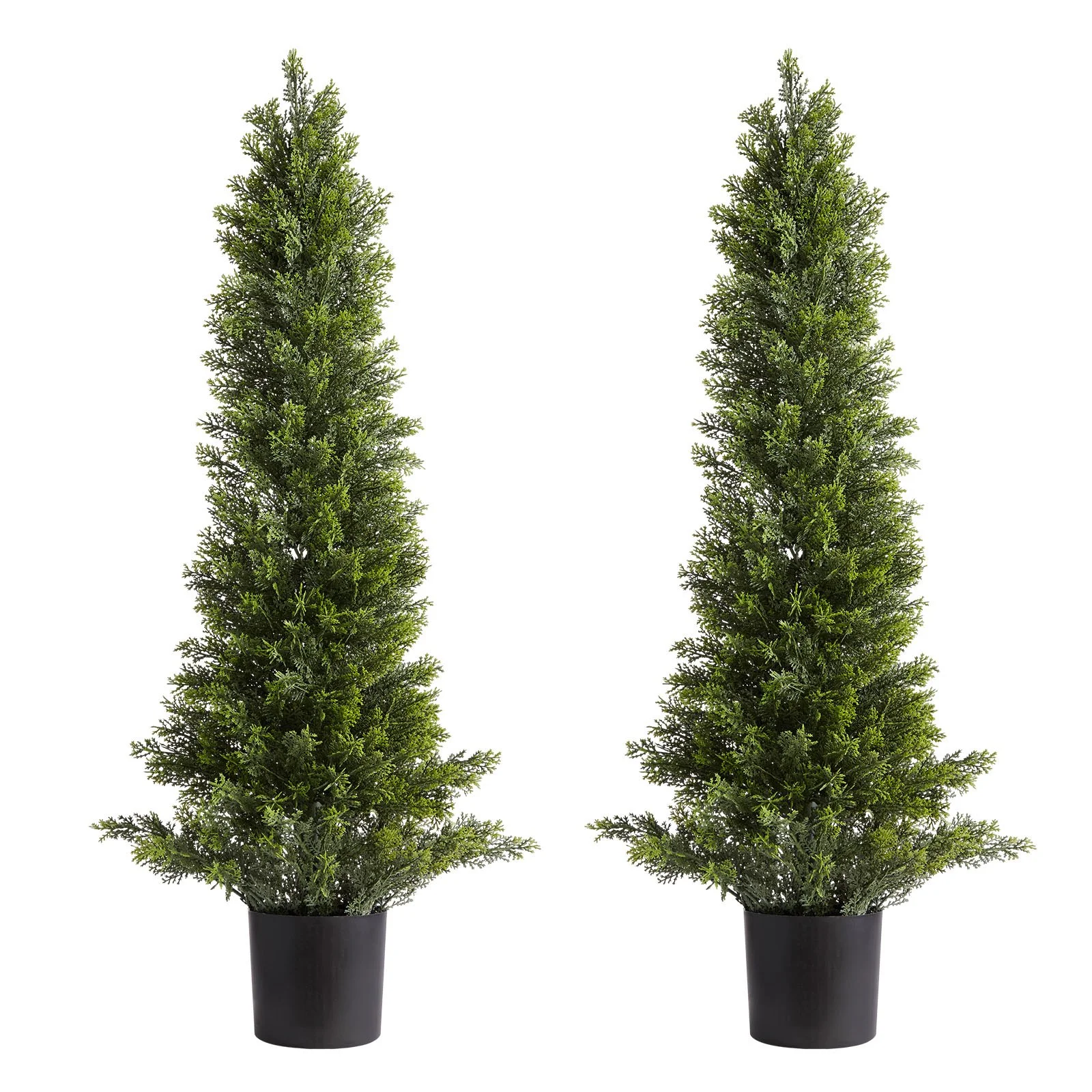Artificial Topiary Cedar Trees, 2 Set 914mm Faux Pine Shrubs Plants, Fake Silk Tree Look Real, Easy Assembly for Decor Front Porch Outdoor Patio Garden Balcony Backyard Indoor Office