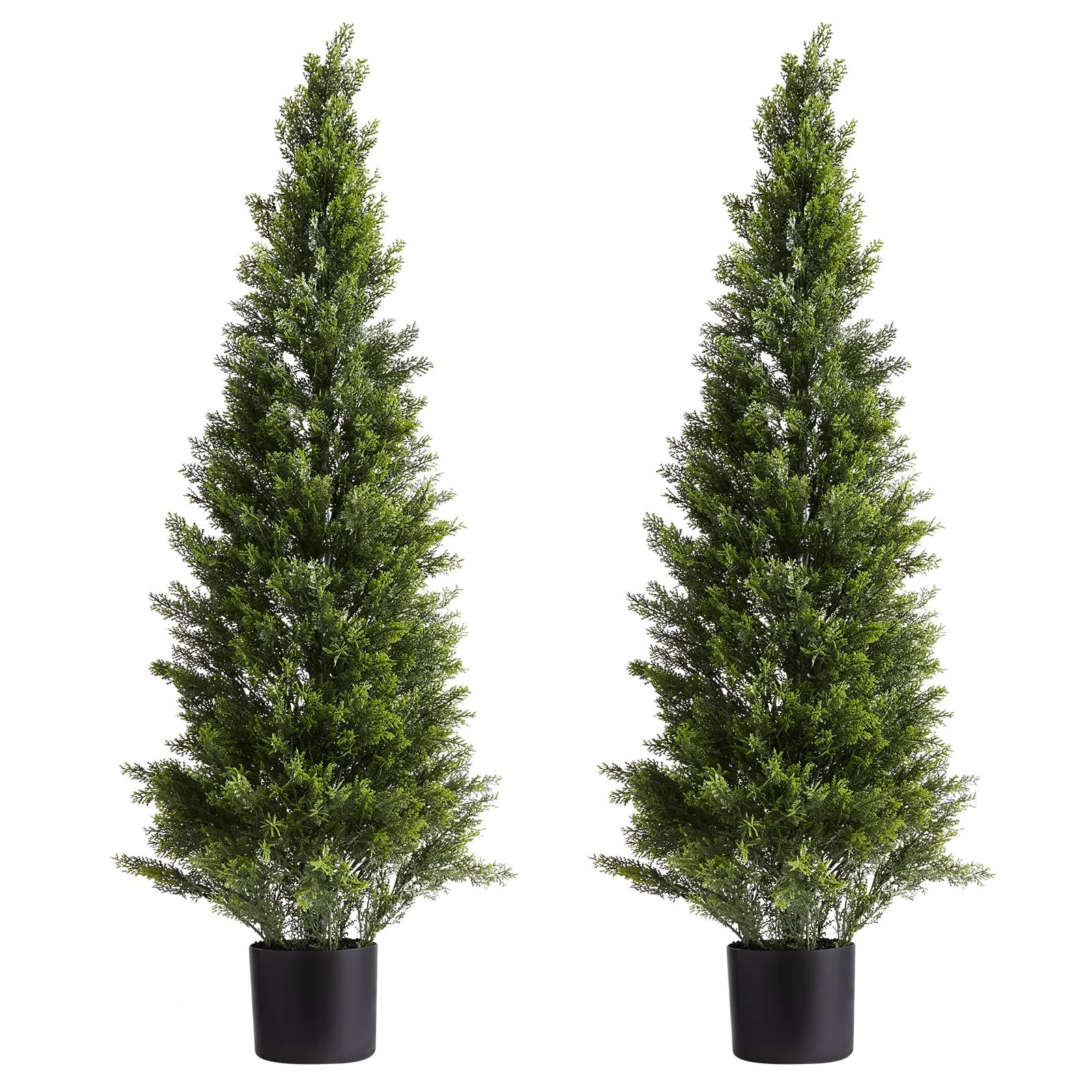 Artificial Topiary Cedar Trees, 2 Set 1219mm Faux Pine Shrubs Plants, Fake Silk Tree Look Real, Easy Assembly for Decor Front Porch Outdoor Patio Garden Balcony Backyard Indoor Office