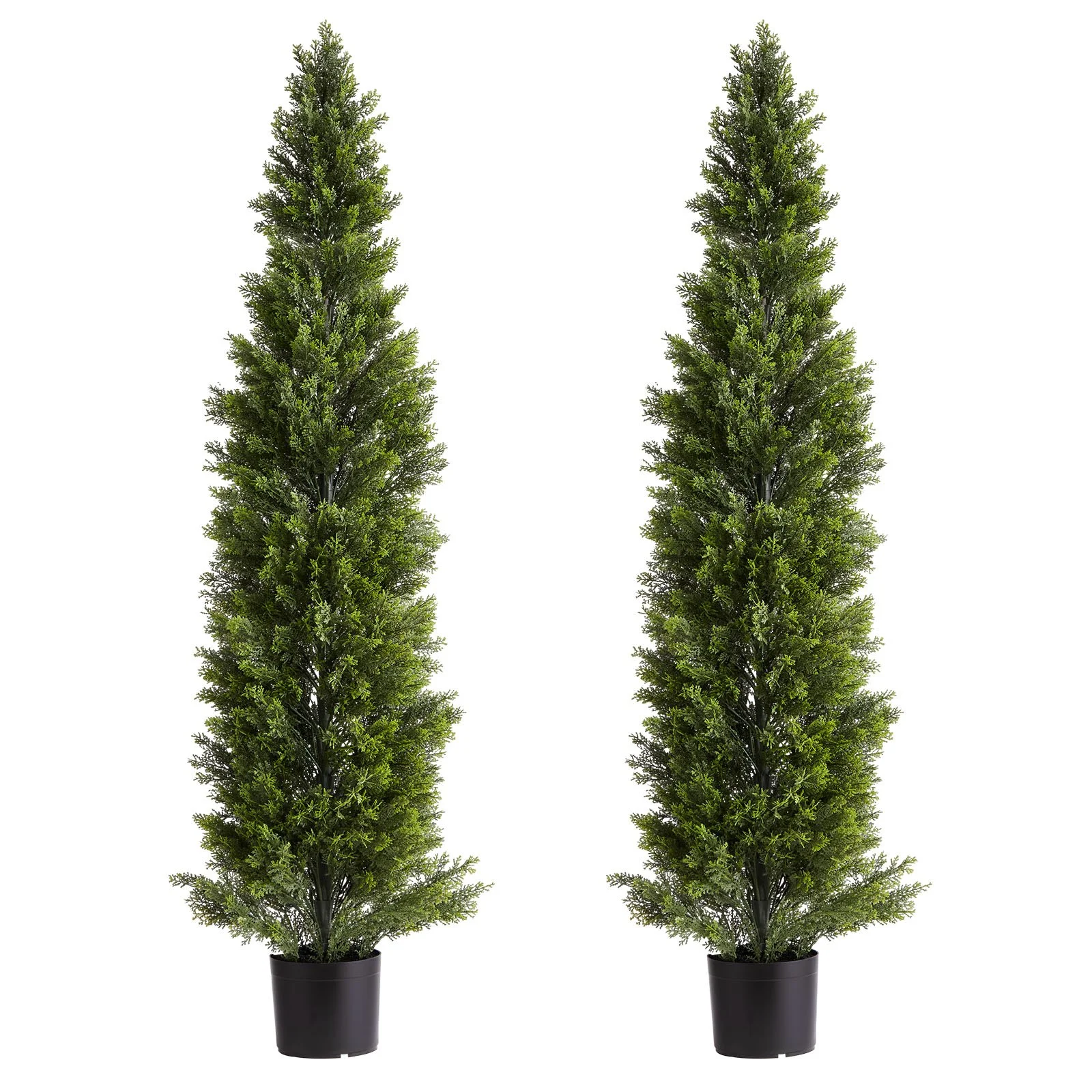 Artificial Topiary Cedar Trees, 2 Set 1524mm Faux Pine Shrubs Plants, Fake Silk Tree Look Real, Easy Assembly for Decor Front Porch Outdoor Patio Garden Balcony Backyard Indoor Office