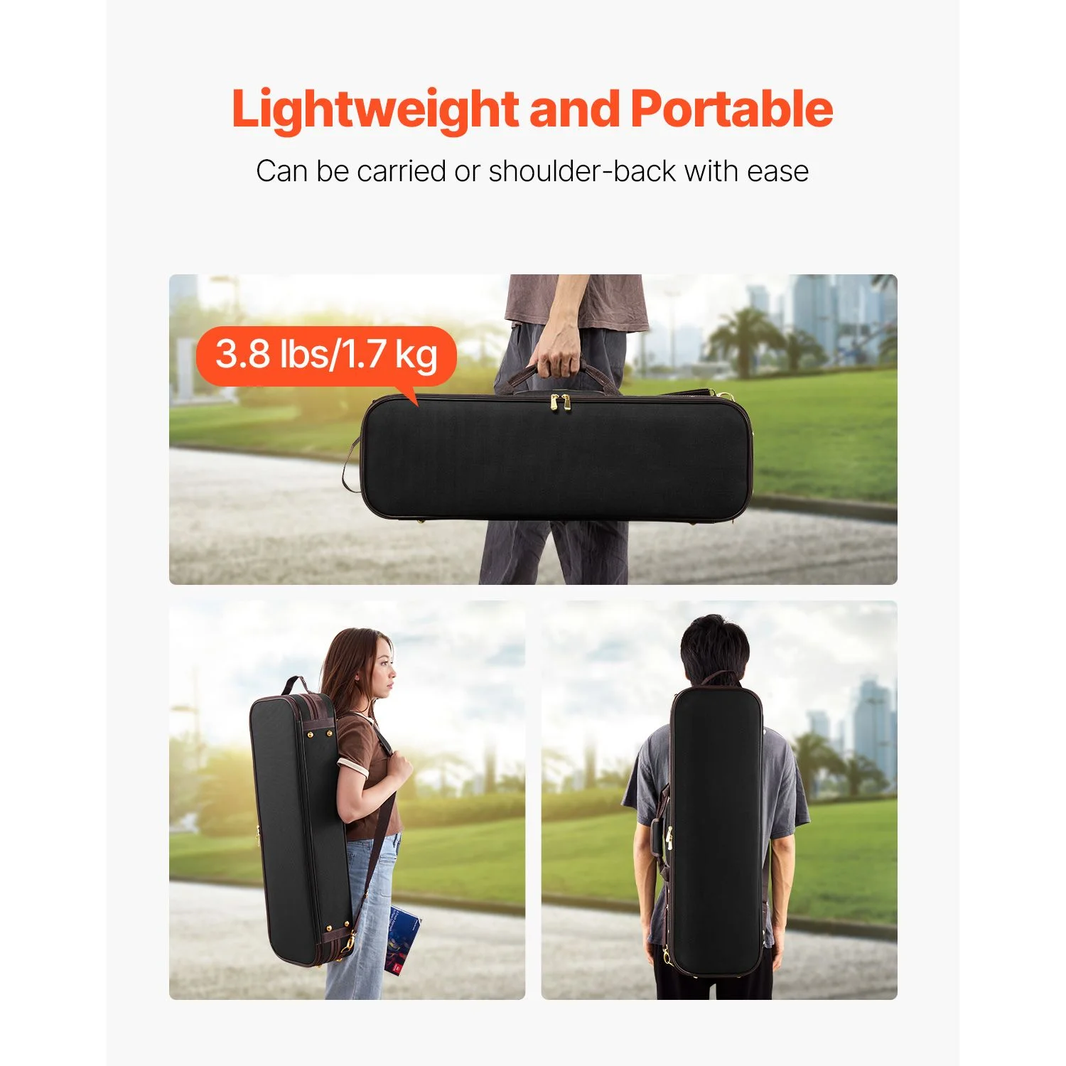 4/4 Full Size Violin Case, Built-in Hygrometer, Lightweight Portable Travel Carrying Bag, with Plush Lining, Shoulder Straps, Anti-Scratch, Profession thumbnail 4