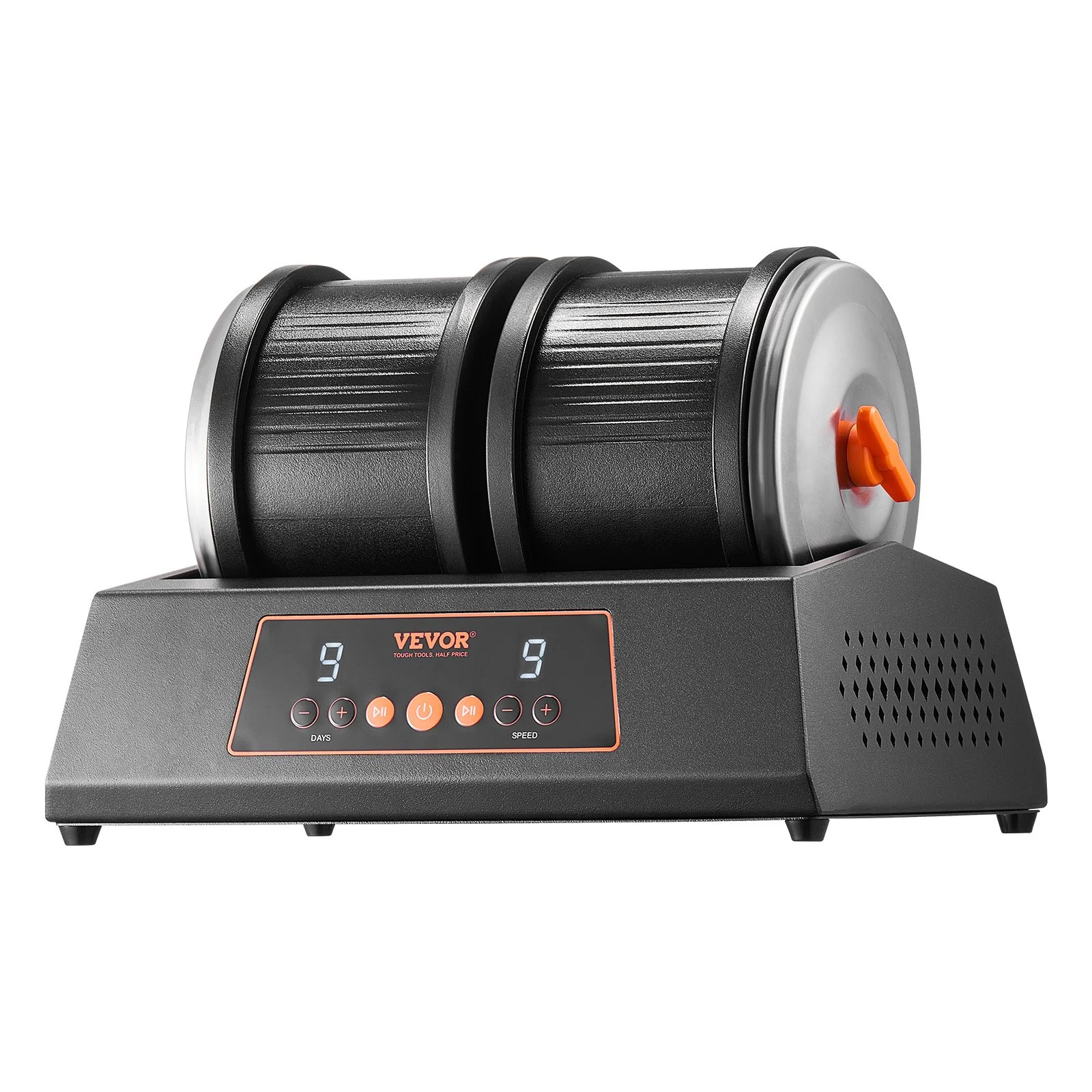 Rock Tumbler Machine 8 lbs Rock Polishing Kit 9 Speed 9-Day Timer Dual Barrels