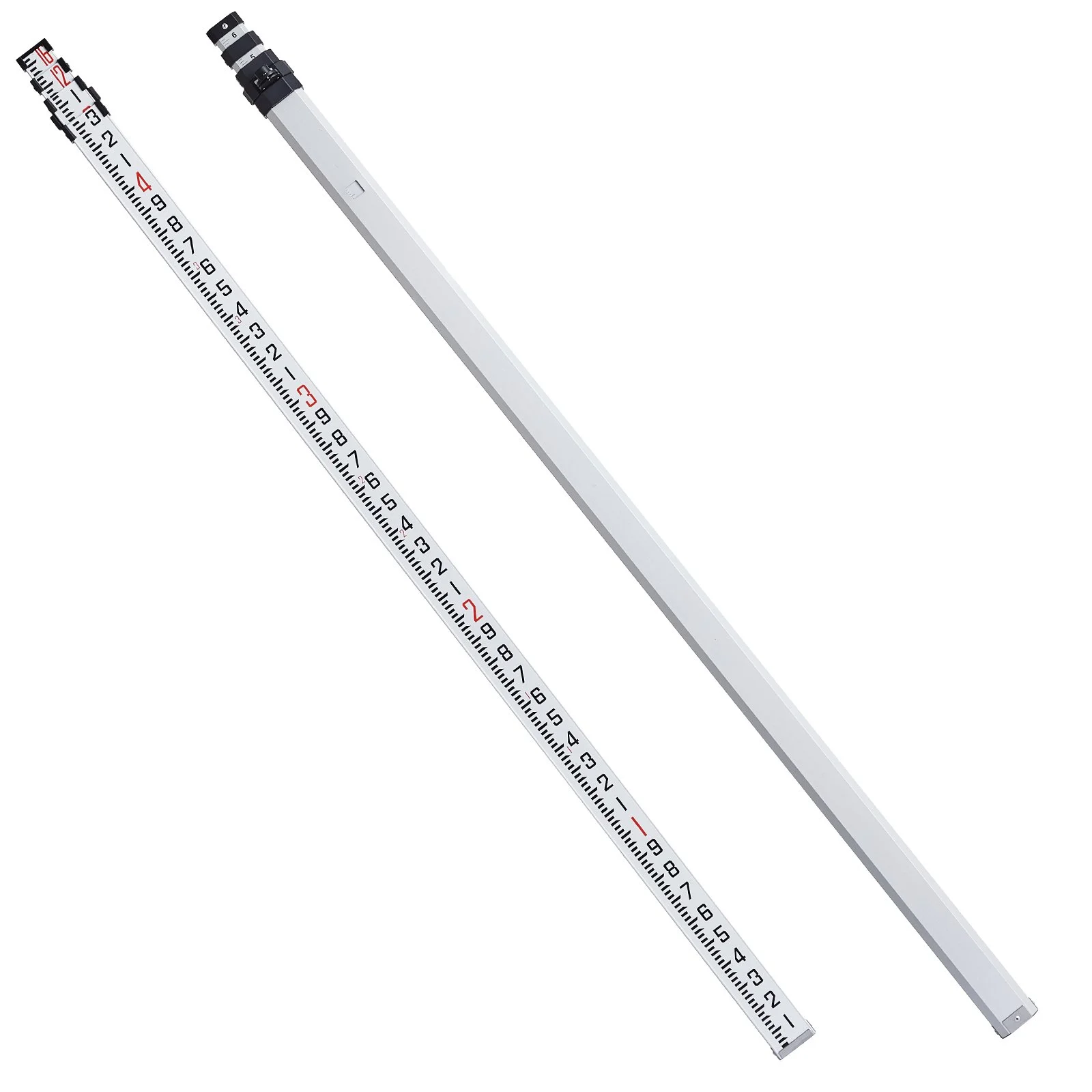 VEVOR Measuring Rod 16-Feet/10ths 4 Sections Telescopic Grade Rod 1/10ft w/ Bag