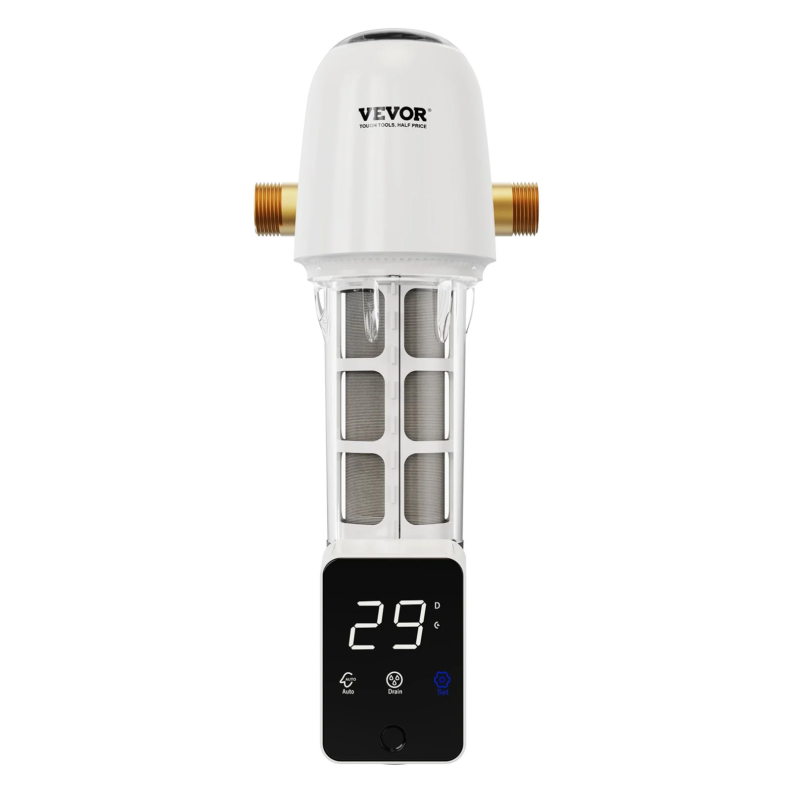 VEVOR Spin Down Filter, 40 Micron Whole House Sediment Filter for Well Water, 1" G-M + 1 1/4" G-M, 8 T/H High Flow Rate, for Whole House Water Filtration Systems, Well Water Sediment Filter