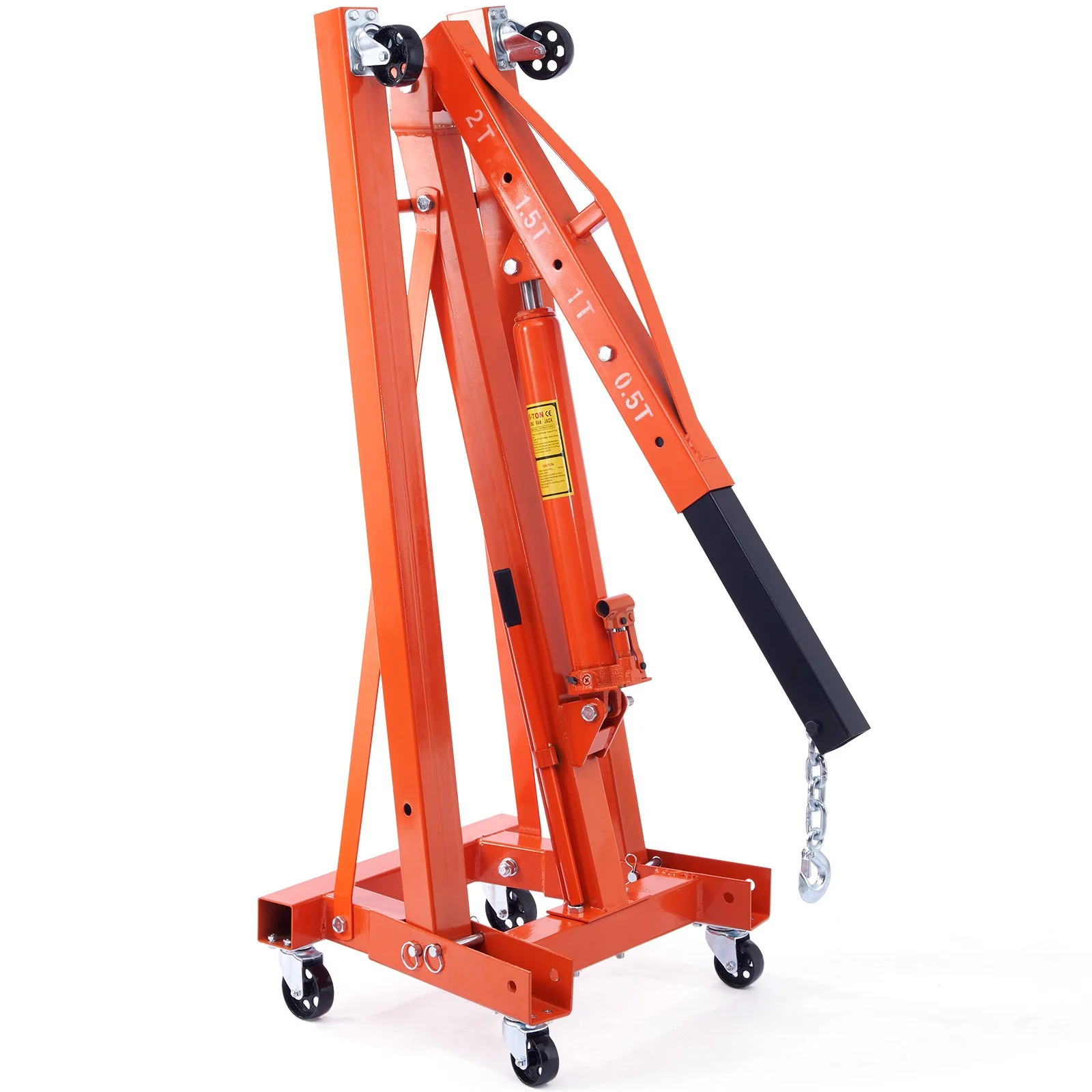 Hydraulic Engine Hoist with Lever, 2000KG Heavy-duty Cherry Picker Shop Crane, Foldable Engine Crane and Engine Hoist leveler for Auto Repair, Motors, Weights Lifting, Loading