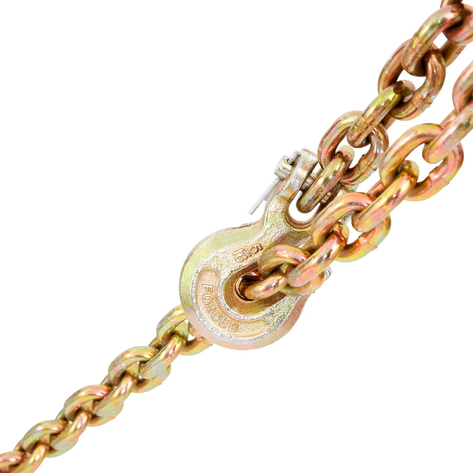 Transport Binder Chain, 2222 kg Working Load Limit, G80 Tow Chain Tie Down with Grab Hooks, DOT Certified, Galvanized Coating Manganese Steel for Dock Factory Construction Site