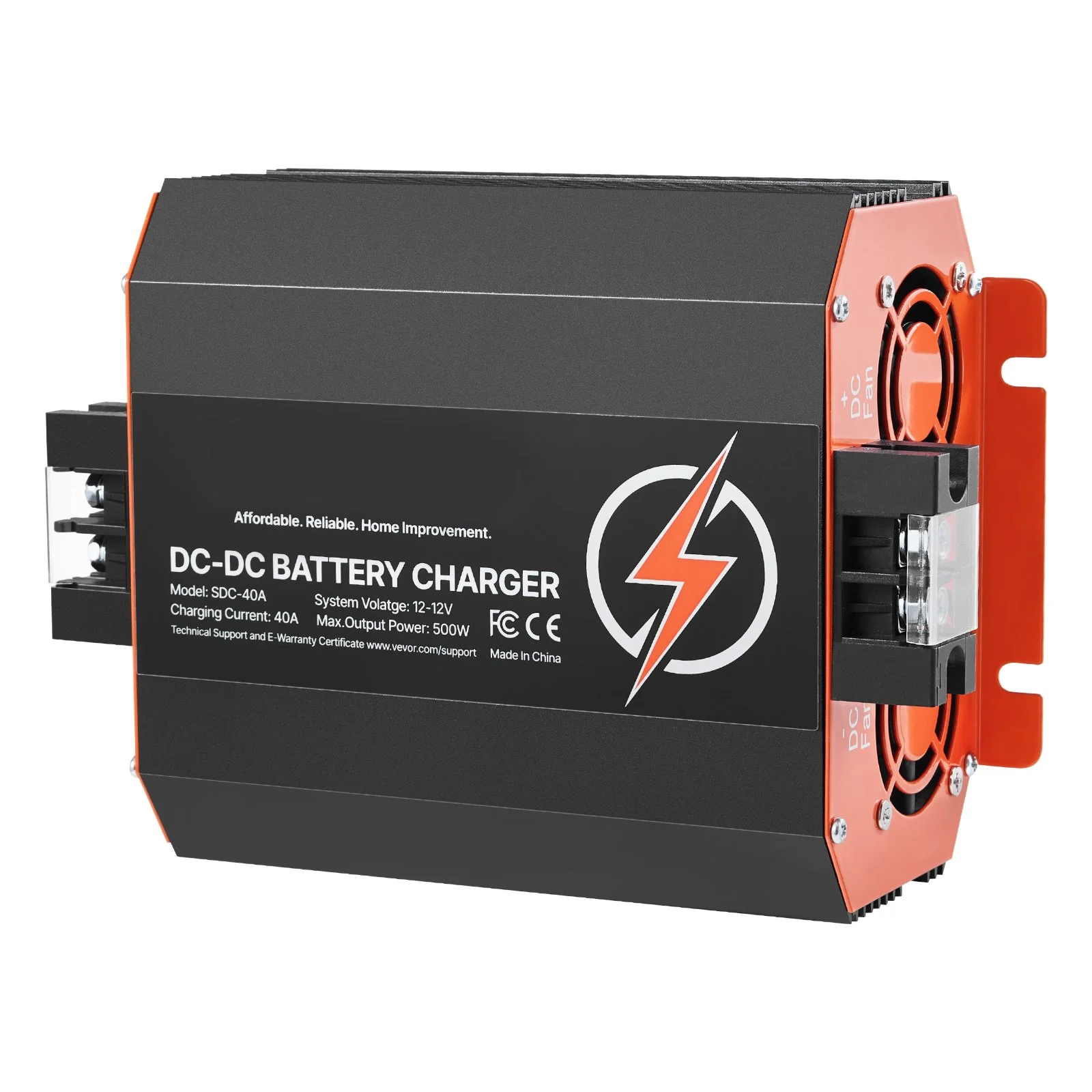 VEVOR 12V 40A DC to DC Battery Charger, 500W, On-Board Battery Charger for Lead-Acid, Lithium, AGM, GEL, and Flooded Batteries, Smart Multi-Stage Charging, for RVs, Commercial Vehicles, Boats, Yachts