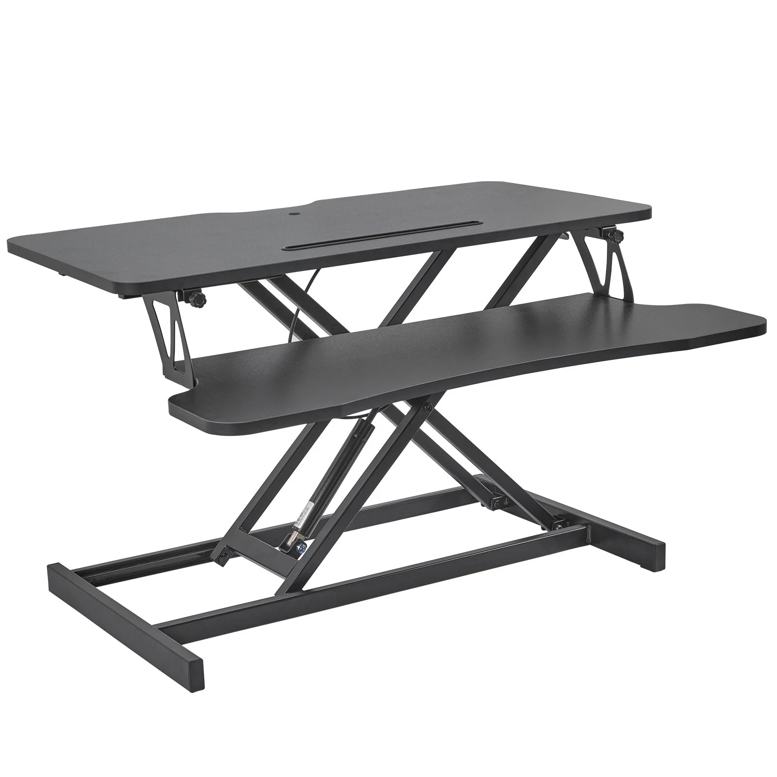 VEVOR Standing Desk Converter, Two-Tier Stand up Desk Riser, 800 mm Large Sit to Stand Desk Converter,140-510 mm Adjustable Height, for Monitor, Keyboard & Accessories Used in Home Office