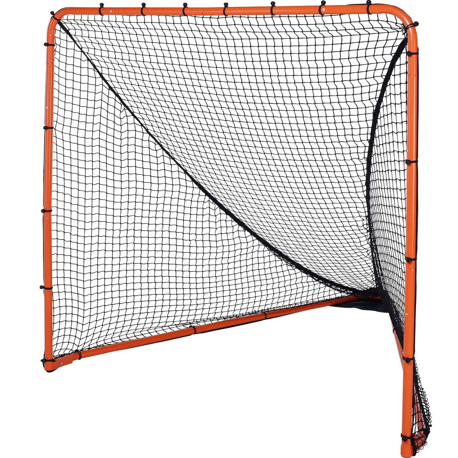 VEVOR Lacrosse Goal, 1.8mx1.8m Lacrosse Net, Folding Portable Backyard Lacrosse Training Equipment, Steel Frame Training Net, Quick & Easy Setup Lacrosse Goal, Perfect for Youth Adult Training, Orange
