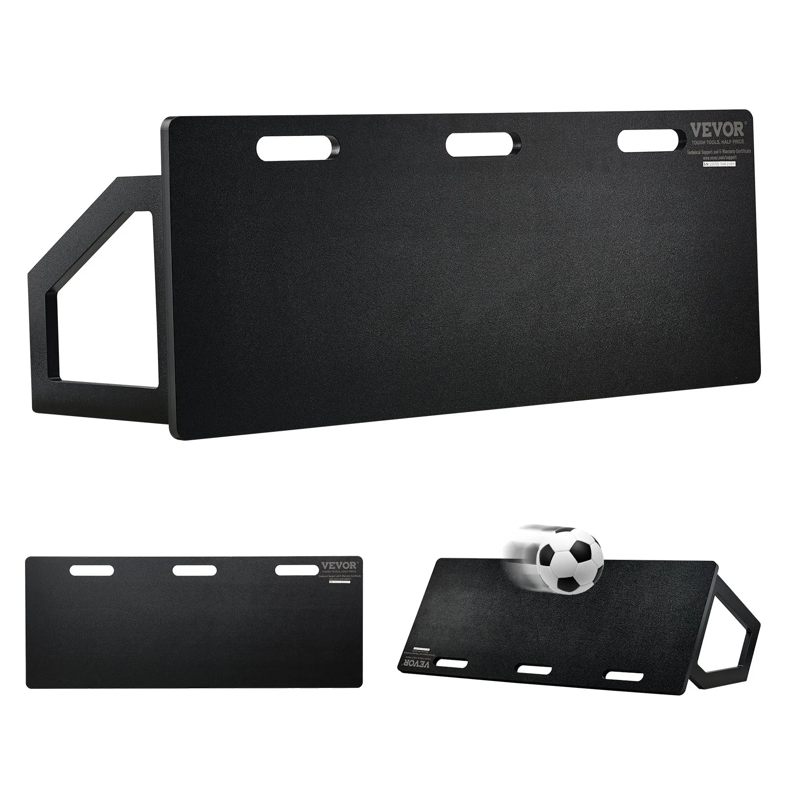 VEVOR Soccer Rebounder Board, 115x45 cm Portable Soccer Wall with 2 Angles Rebound, Foldable HDPE Kickback Rebound Board, Soccer Training Equipment for Kids and Adults, Passing & Shooting Practice