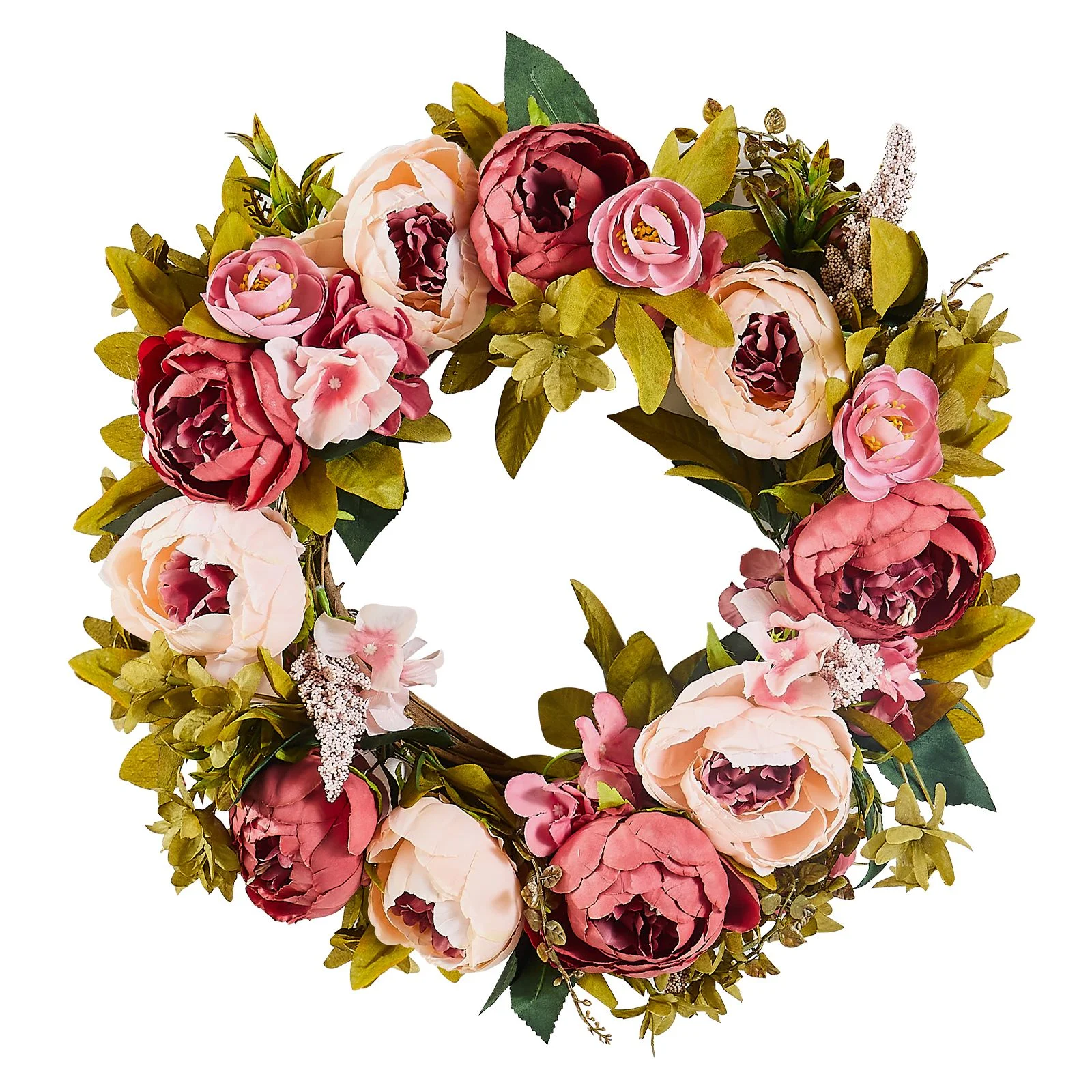 VEVOR Artificial Decorative Wreath 48.26 cm Pink Peonies and Hydrangeas