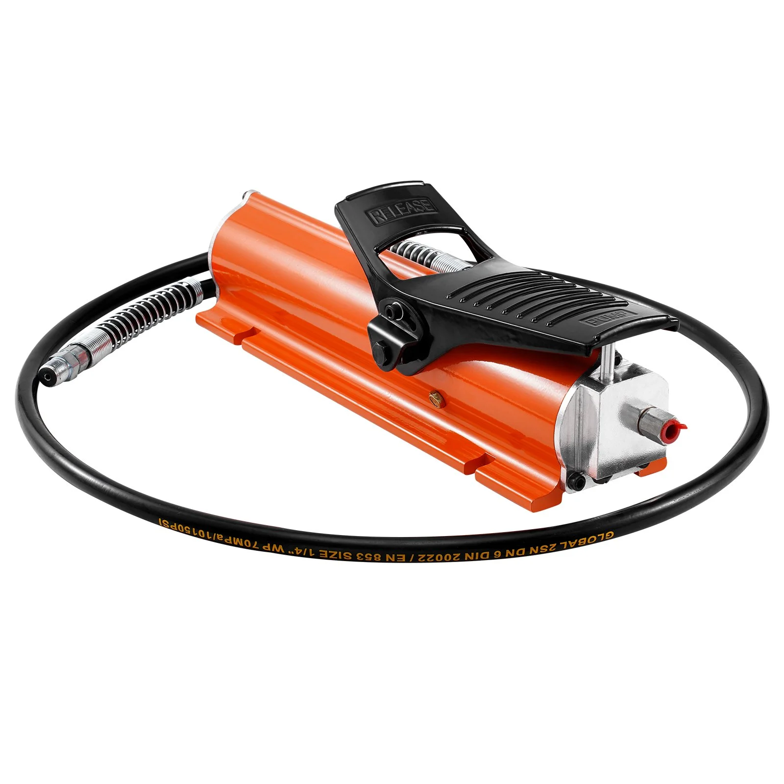 10,000PSI Air Hydraulic Pump, 0.18 Gal Reservoir, NPT 3/8 In Oil Outlet, NPT 1/4 In Inlet, Metal Shell Air Actuated Treadle Foot Pump, for Precision Industrial Machinery & Aerospace Equipment