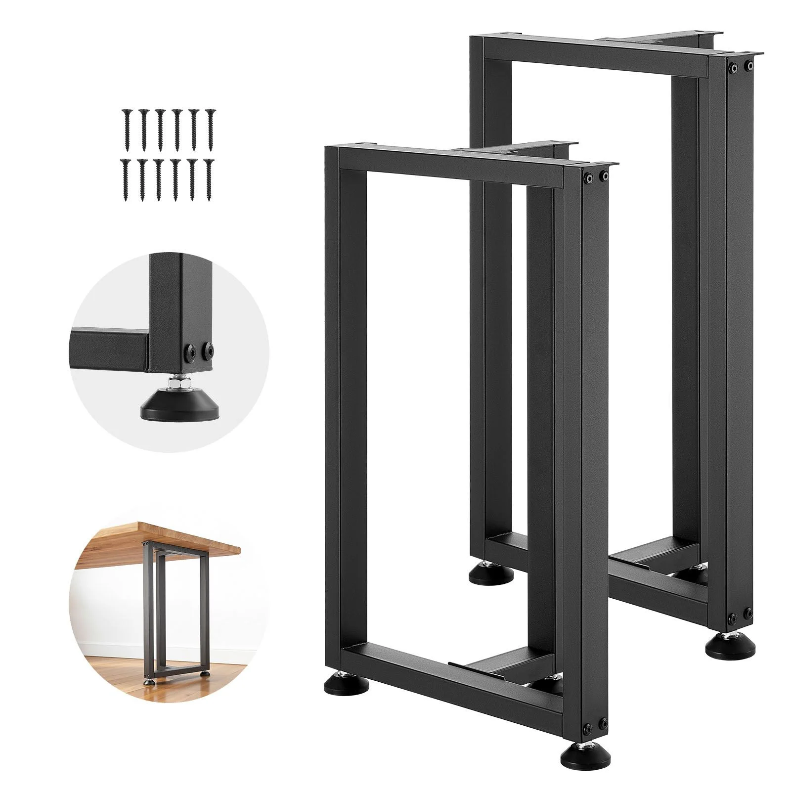 Table Legs, 740 x 450 mm (H x W) Square T Shape Steel Furniture Legs, Modular Design, Easy Assembly, 1000 kg Max Load Heavy Duty, for Home Office Desk, Dinner Table, Workbench, Set of 2, Black