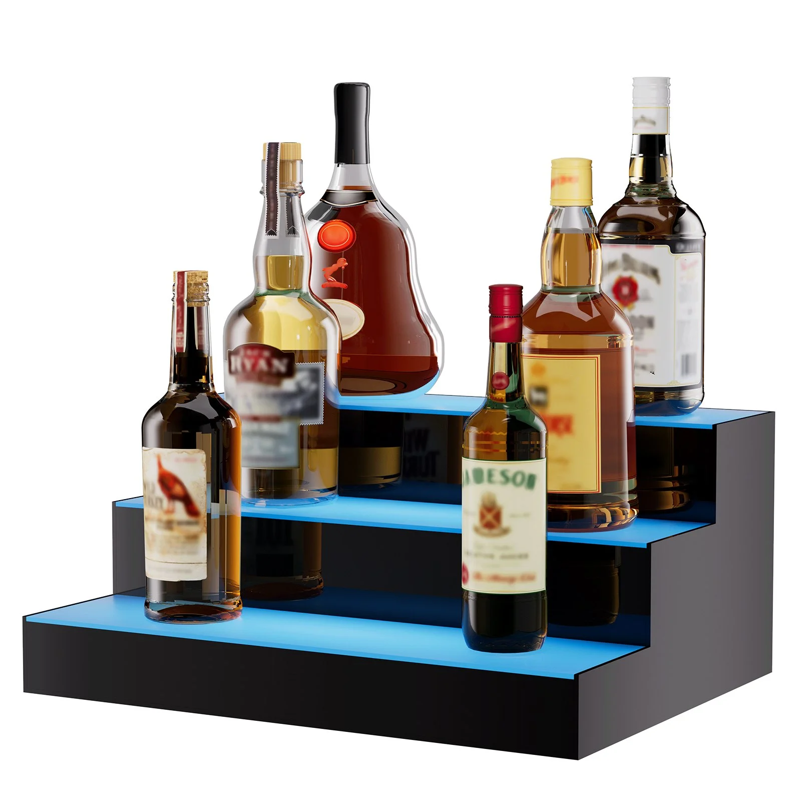 VEVOR LED Lighted Liquor Bottle Display Bar Shelf RF & App Control 406mm 3-Step