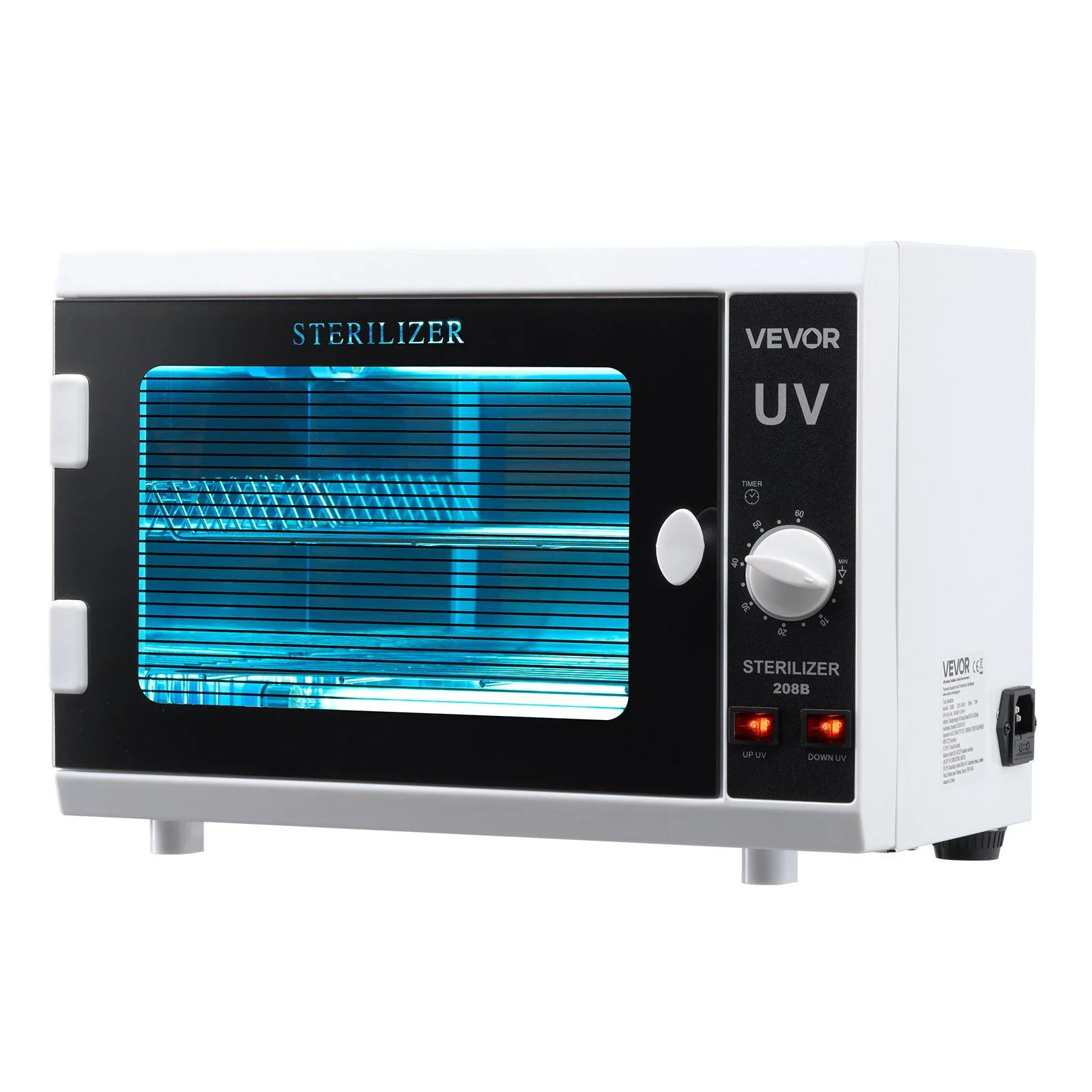 Nail Tool Cleaning Machine, 12L Large Capacity, Knob Control, Tool Cabinet Cleaner Box with Timer Setting, Tempered Glass Door, 185nm Wavelength, for Labs, Home, Nail Salons, Beauty Salons