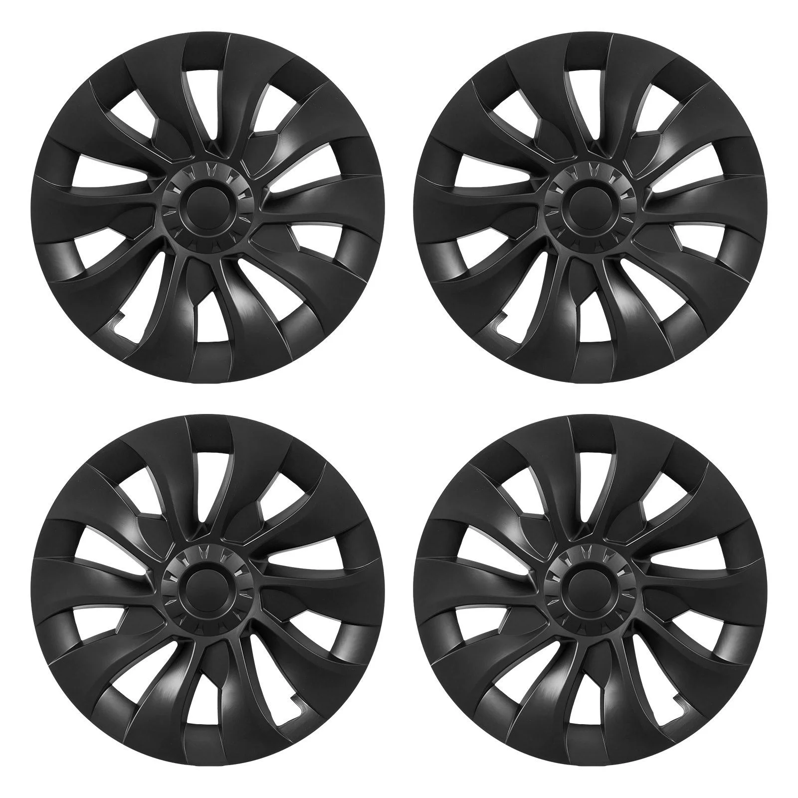 Hubcaps Wheel Covers for 2017-2023 Tesla Model 3, 18 Inch Set of 4 Wheel Rim Cover Hubcaps OEM Style Replacement, R18 Size Snap On Car Hub Caps, Premium 10-Spoke ABS Tire Rim Caps, Matte Black