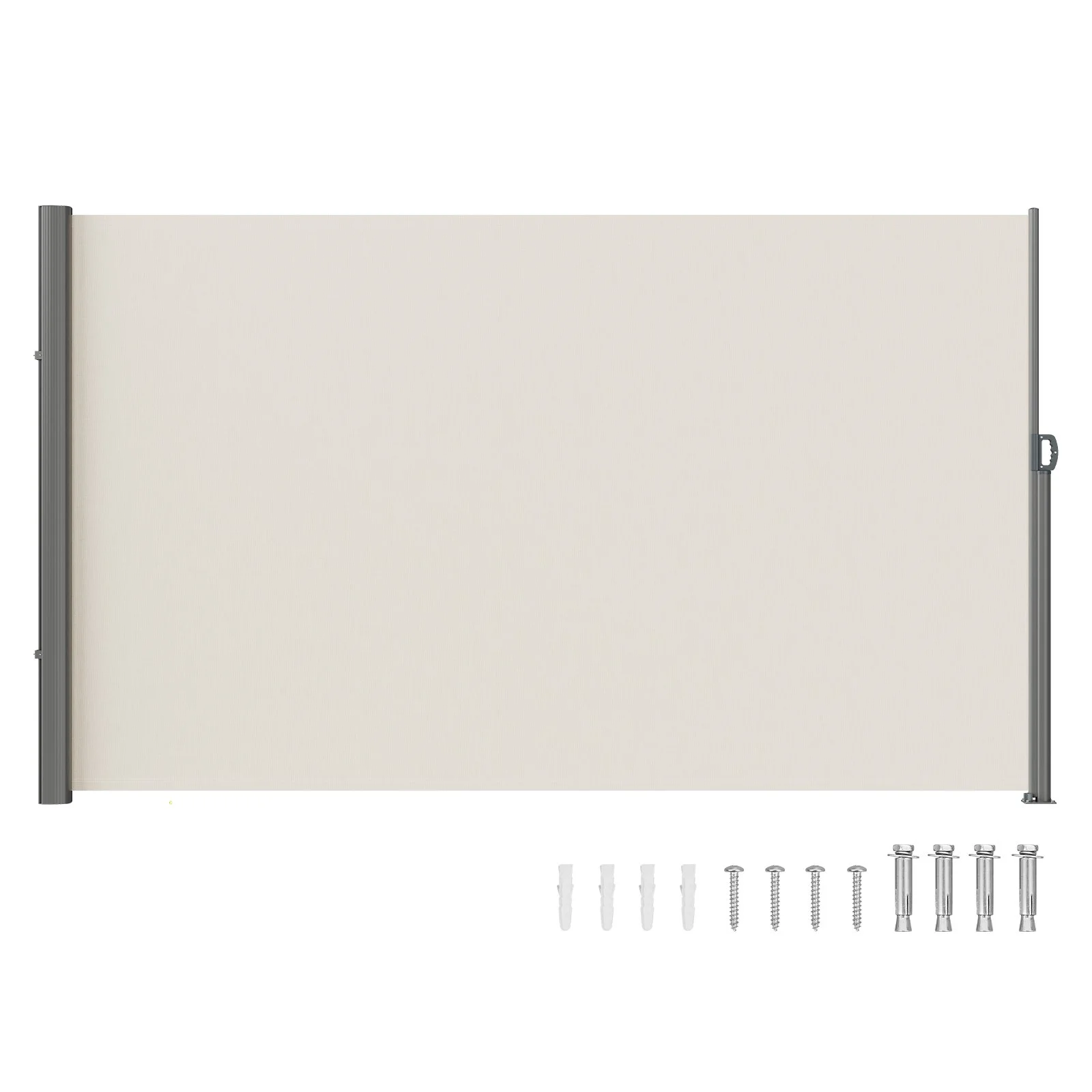 VEVOR Retractable Side Awning,160X300cm Aluminum Outdoor Privacy Screen, 280g Polyester Water-proof Retractable Patio Screen, UV 30+ Room Divider Wind Screen for Patio, Backyard, Balcony, Beige