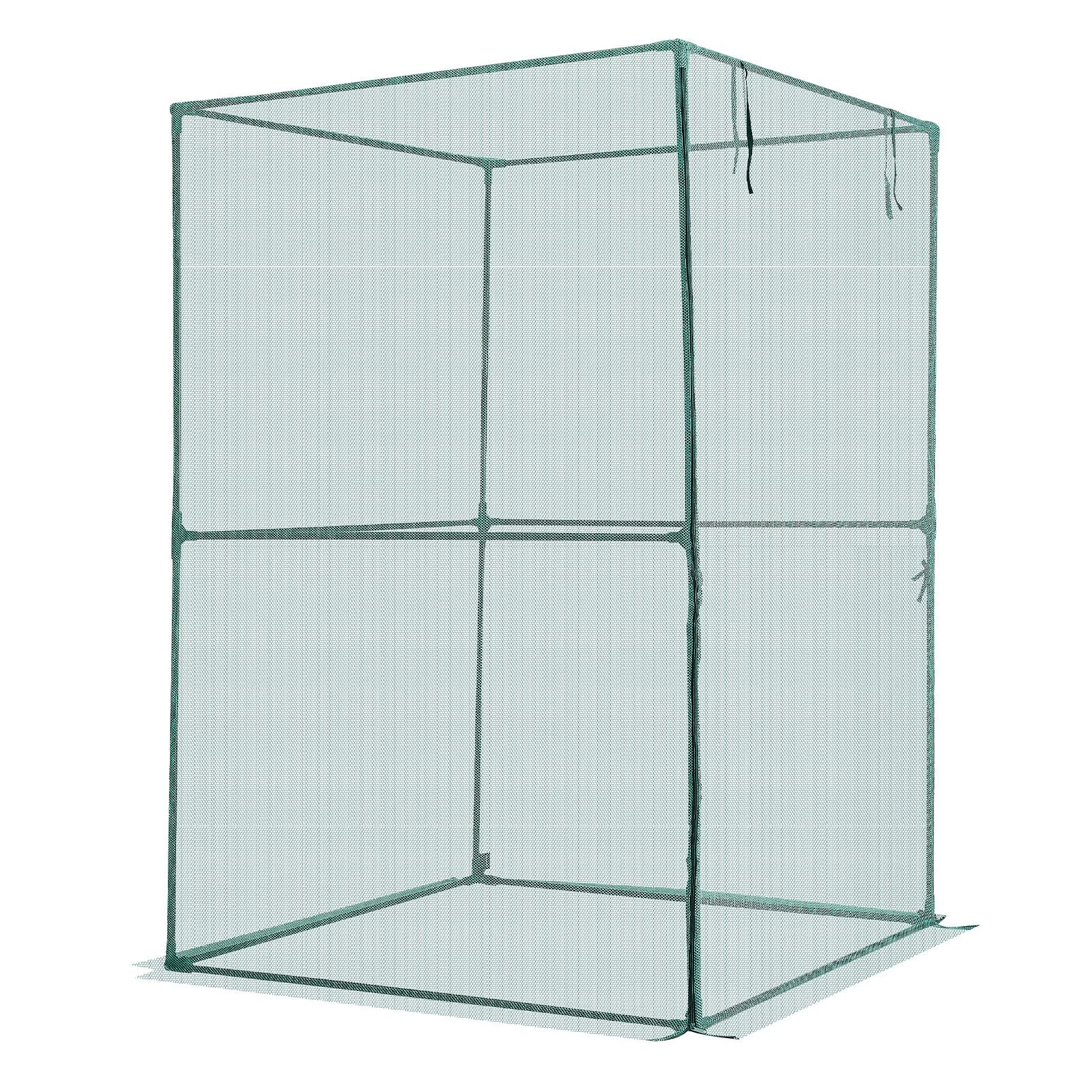 Crop Cage, 1.2 x 1.2 x 1.8 m Plant Protection Tent with Zippered Door, Wind-Resistant Tall Crop Cage, Easy to Install, Outdoor Raised Bed Cover, Tomato Plant Netting for Garden Patio Lawn