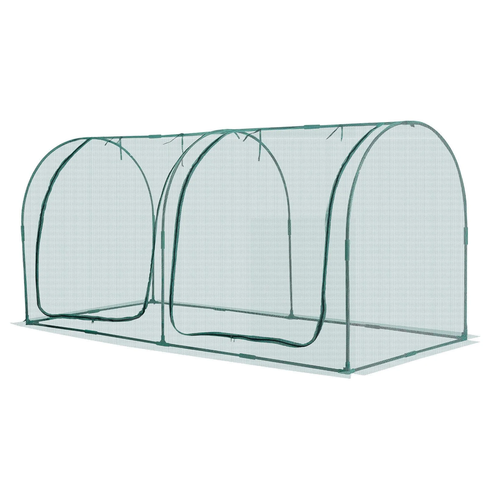 Crop Cage, 2.48 x 1.2 x 1.2 m Plant Protection Tent with Zippered Door, Wind-Resistant Tall Crop Cage, Easy to Install, Outdoor Raised Bed Cover with Frame, Plant Netting for Garden Patio Lawn