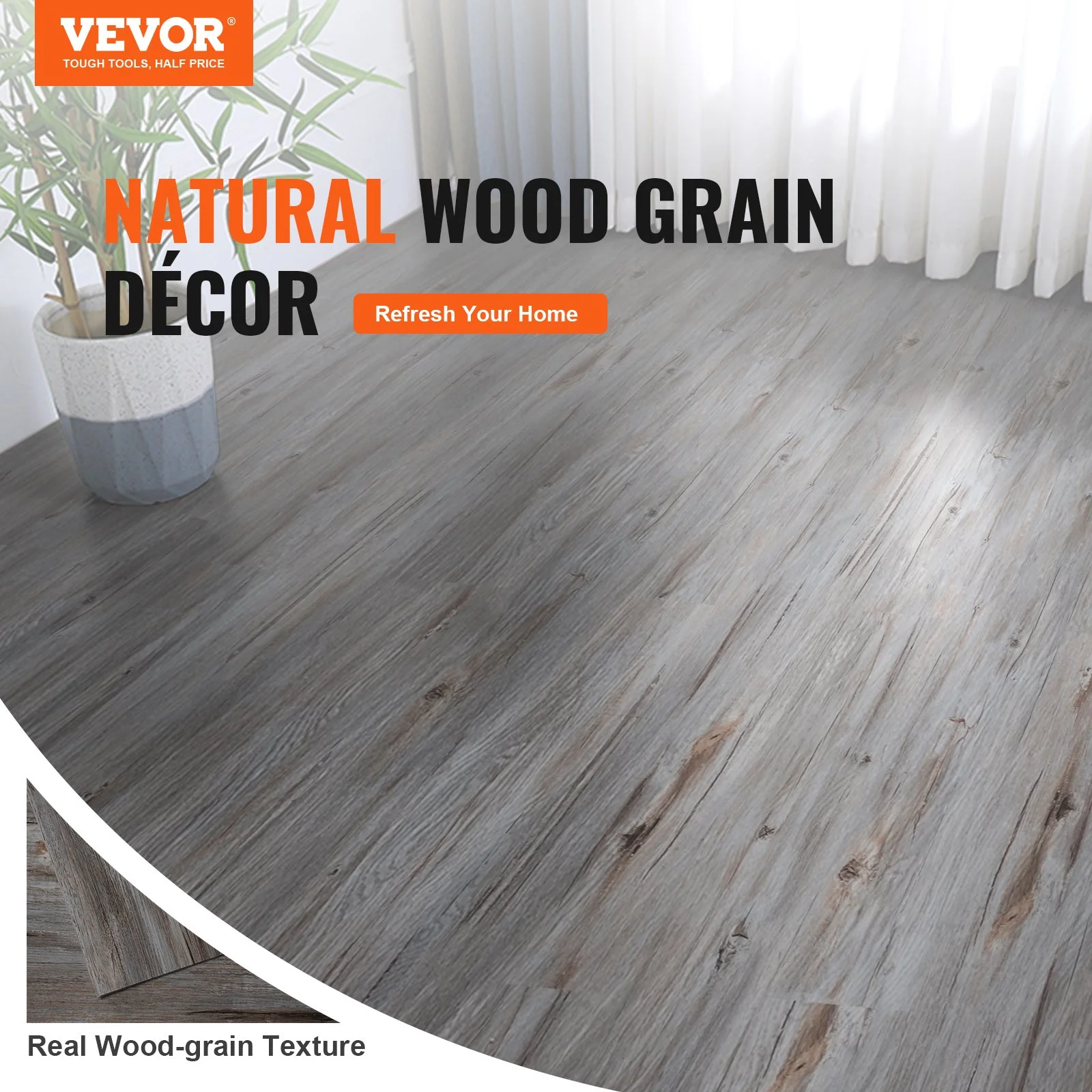 Self Adhesive Vinyl Floor Tiles 36 x 6 inch, 36 Tiles 0.62mm Thick Peel & Stick, Vintage Wood Grain DIY Flooring for Kitchen, Dining Room, Bedrooms &  thumbnail 2