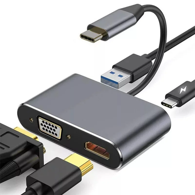 USB C to HDMI VGA Type-C USB Multiport Splitter Adapter Converter