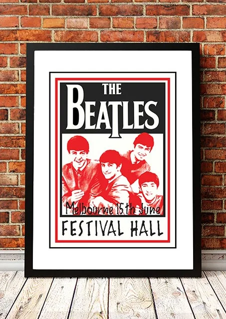 The Beatles 'Festival Hall' Melbourne, Australian Tour Poster 1964 - Framed A1