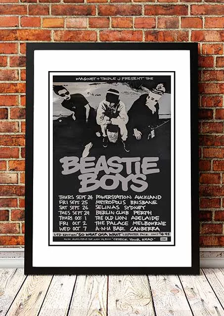 Beastie Boys 'Australian Tour' Poster 1990 - Framed A2