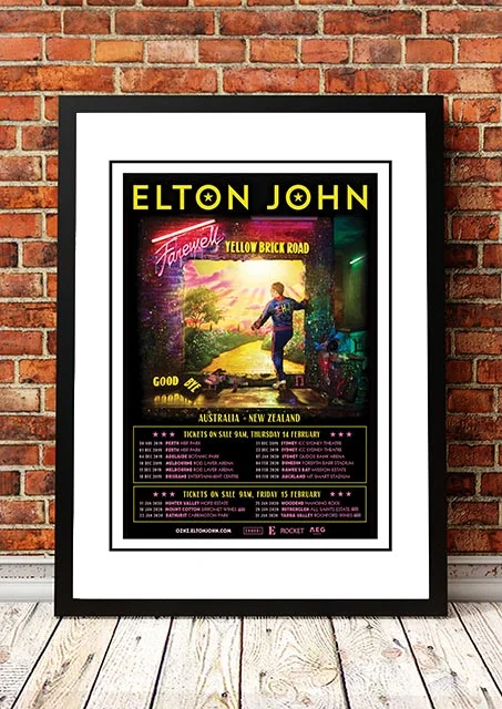 Elton John 'Final Australian Tour' Poster 2019 - Framed A2