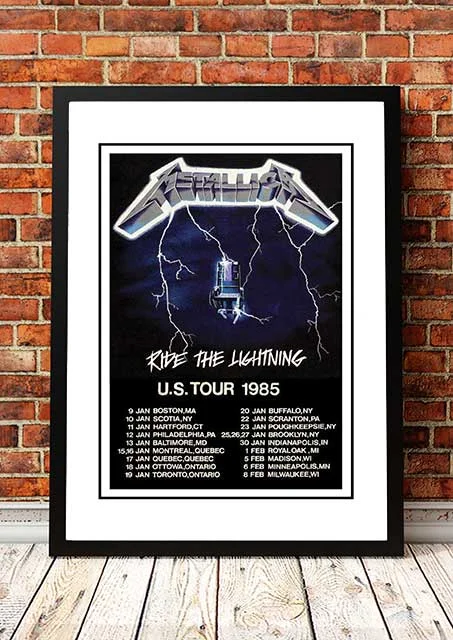 Metallica 'Ride The Lightning' US Tour Poster 1985 - Framed A2