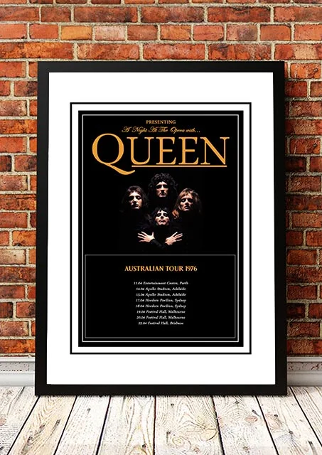 Queen 'A Night At The Opera' Australian Tour Poster 1976 - Framed A2