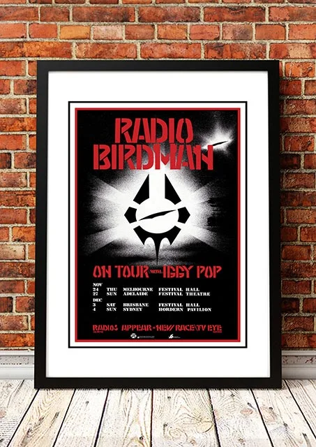 Radio Birdman / Iggy Pop 'Australian Tour' Poster 1984 - Framed A1