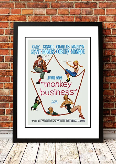 Marilyn Monroe ‘Monkey Business’ Framed Movie Poster! - Framed A3