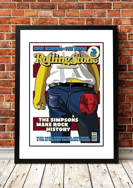 The Simpsons 'Born in the USA' Rolling Stone Magazine Cover! - Framed A4