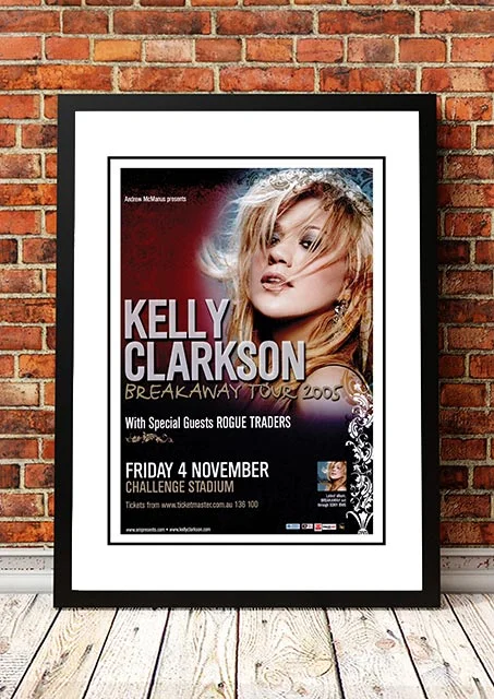 Kelly Clarkson ‘Breakaway Tour’ Perth, Australia Concert Poster 2005 - Framed A4
