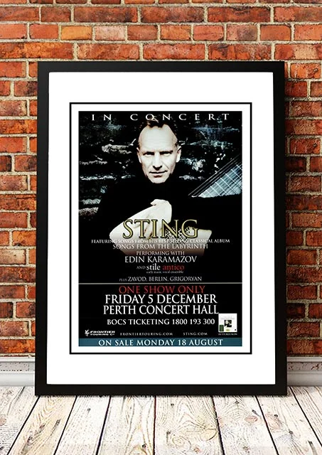 Sting ‘Songs from the Labyrinth’ Perth, Australia Concert Poster 2008 - Framed A3