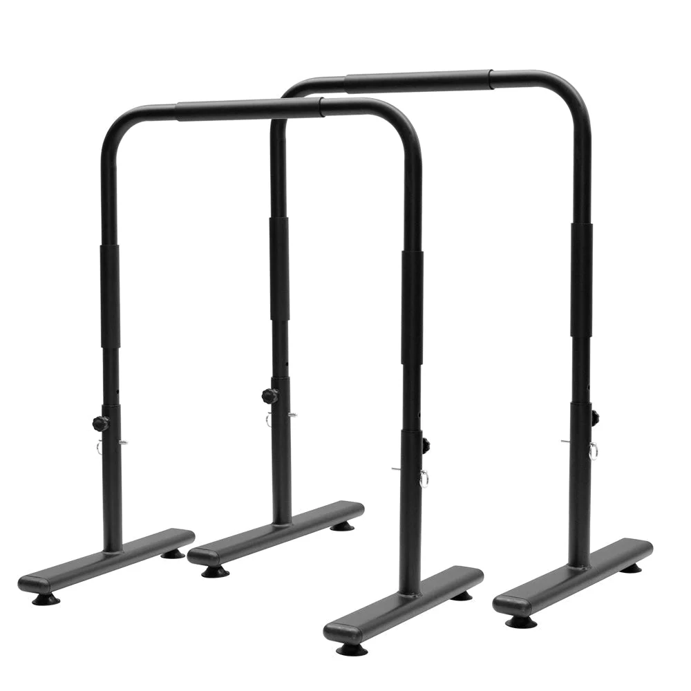 Set of 2 Functional Fitness Dip Stands Station Height Adjustable Dip Bars Portable Parallettes Calisthenics Equipment Safety for Home Gym Strength Training