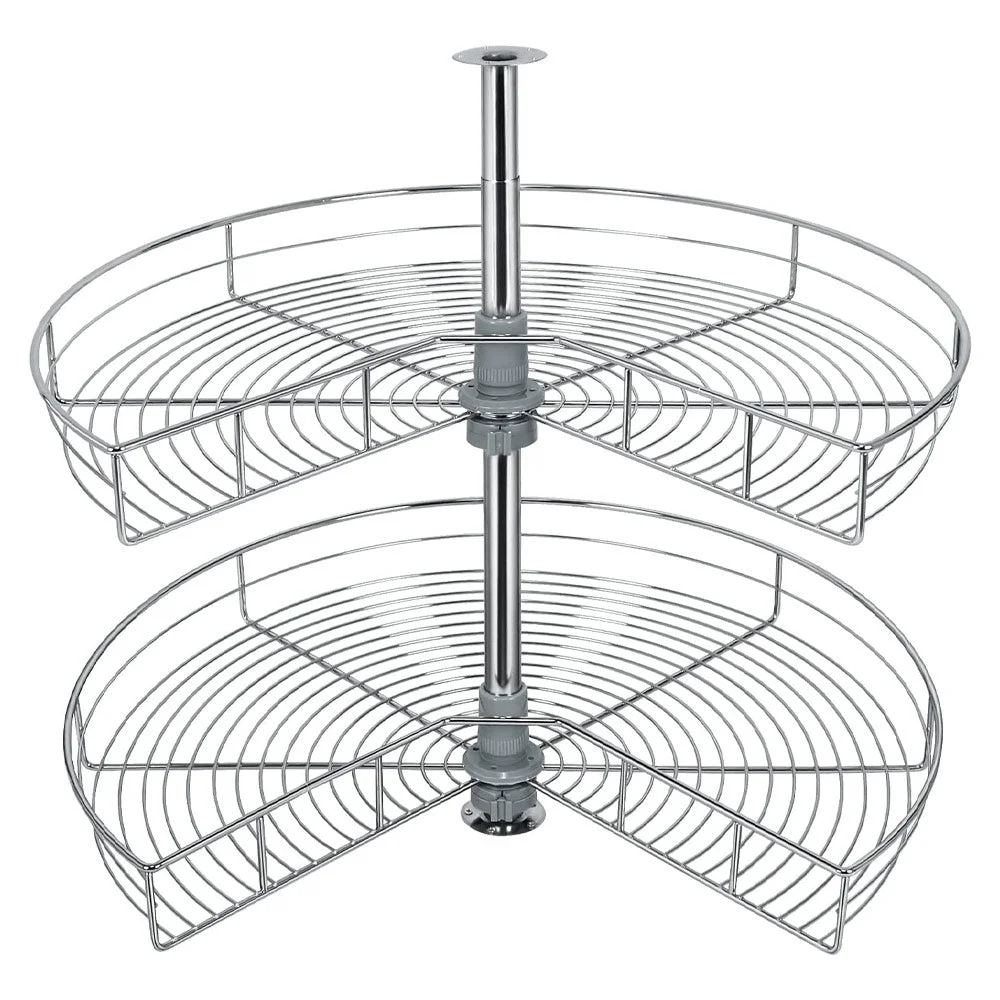 Shelf Rack for Spices 2-Shelf Under Sink Storage Blind Corner Carousel Kitchen Cabinet Organizer 81cm Diameter Rotating Max Load 14kg 270 Degree